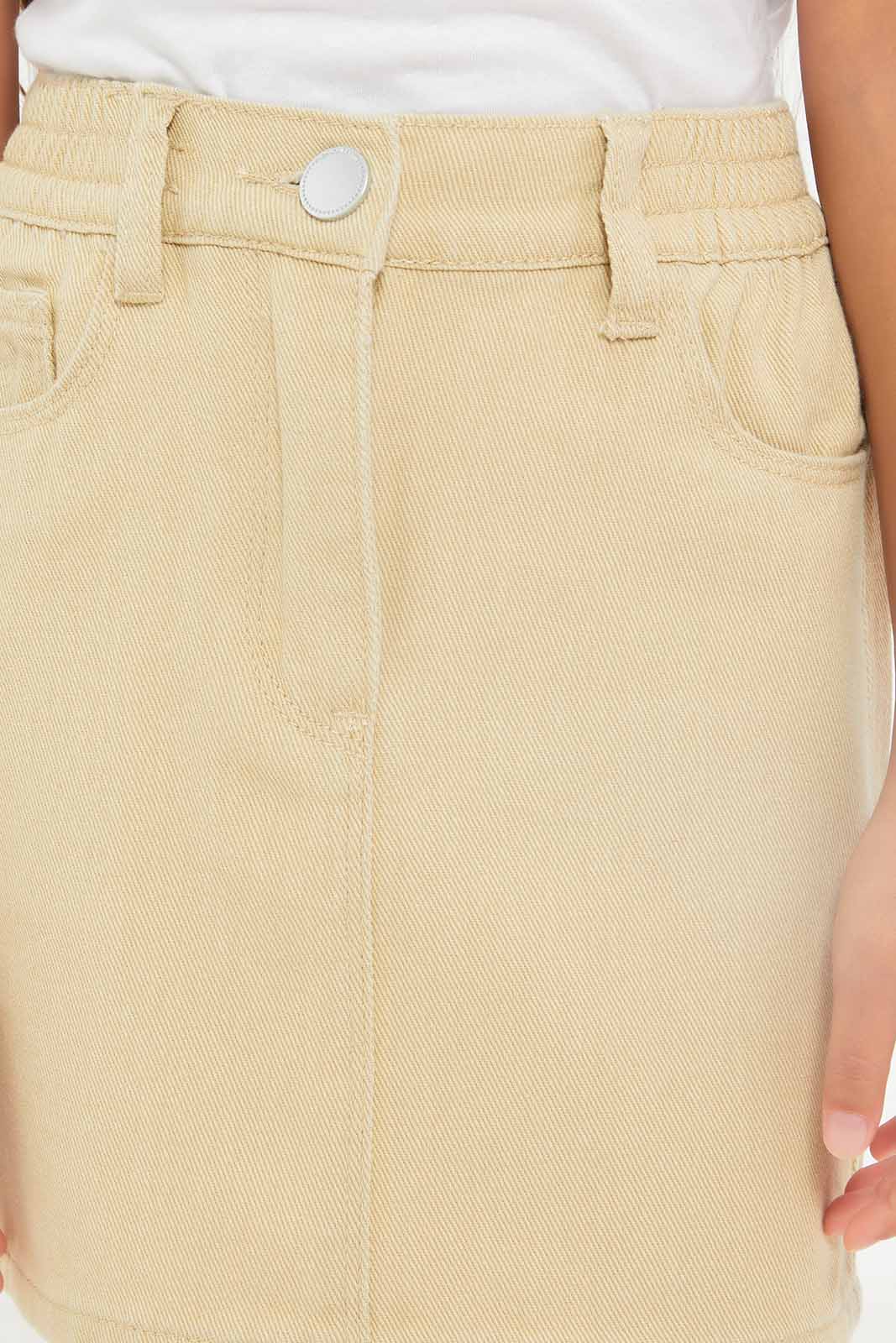 Redtag-Girls-Denim-Skirt---Stone-Category:Skirts,-Colour:Sand,-Deals:New-In,-Dept:Girls,-Filter:Girls-(2-to-8-Yrs),-GIR-Skirts,-New-In-GIR-APL,-Non-Sale,-S23B,-Section:Girls-(0-to-14Yrs)-Girls-2 to 8 Years