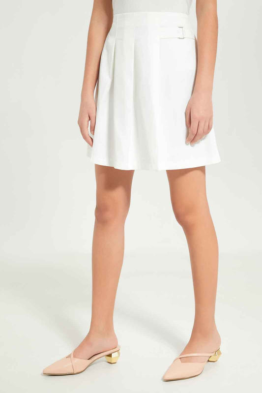 Redtag-Girls-White-Pleated-Skirts-Category:Skirts,-Colour:White,-Deals:New-In,-Dept:Girls,-Filter:Senior-Girls-(8-to-14-Yrs),-GSR-Skirts,-New-In-GSR-APL,-Non-Sale,-S23B,-Section:Girls-(0-to-14Yrs)-Senior-Girls-9 to 14 Years