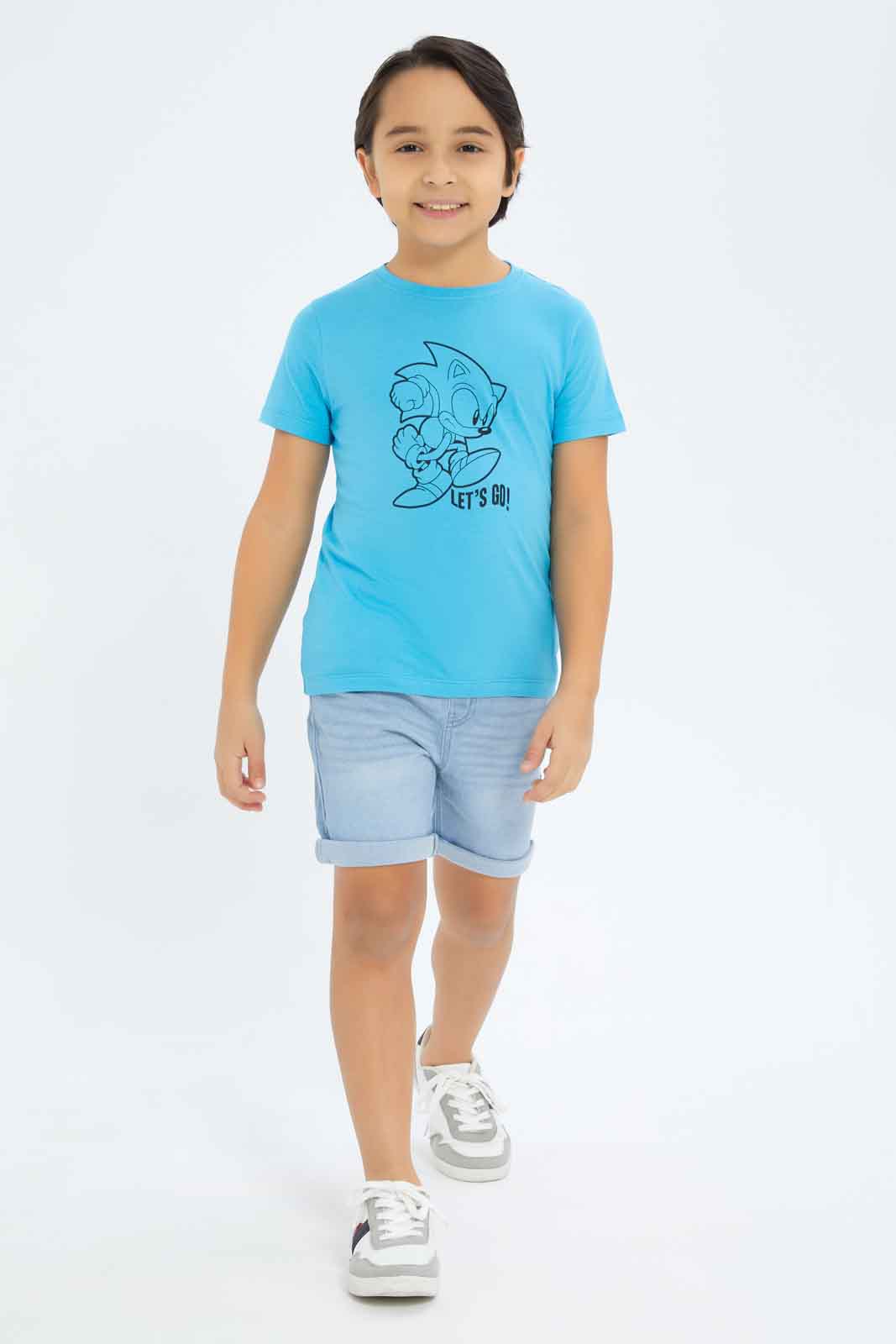 Redtag-Boys-Blue-Sonic-Short-Sleeve-T-Shirt-BOY-T-Shirts,-Category:T-Shirts,-CHA,-Colour:Blue,-Deals:New-In,-Dept:Boys,-Filter:Boys-(2-to-8-Yrs),-New-In-BOY-APL,-Non-Sale,-S23B,-Section:Boys-(0-to-14Yrs)-Boys-2 to 8 Years