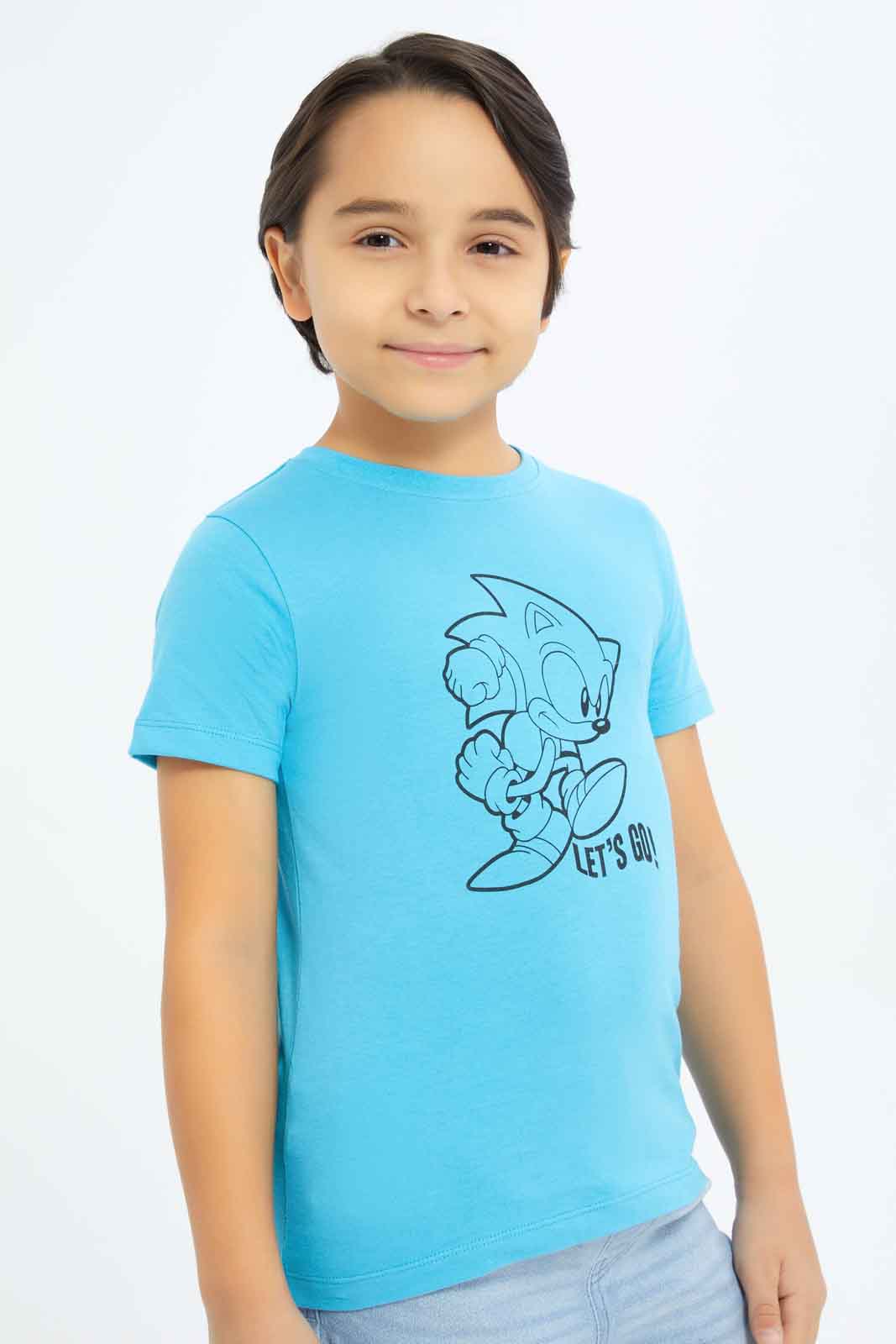 Redtag-Boys-Blue-Sonic-Short-Sleeve-T-Shirt-BOY-T-Shirts,-Category:T-Shirts,-CHA,-Colour:Blue,-Deals:New-In,-Dept:Boys,-Filter:Boys-(2-to-8-Yrs),-New-In-BOY-APL,-Non-Sale,-S23B,-Section:Boys-(0-to-14Yrs)-Boys-2 to 8 Years