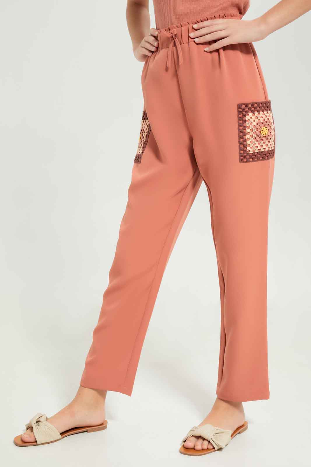 Redtag-Girls-Rust-Harem-Pants-Category:Trousers,-Colour:Orange,-Deals:New-In,-Dept:Girls,-Filter:Senior-Girls-(8-to-14-Yrs),-GSR-Trousers,-New-In-GSR-APL,-Non-Sale,-S23B,-Section:Girls-(0-to-14Yrs)-Senior-Girls-9 to 14 Years