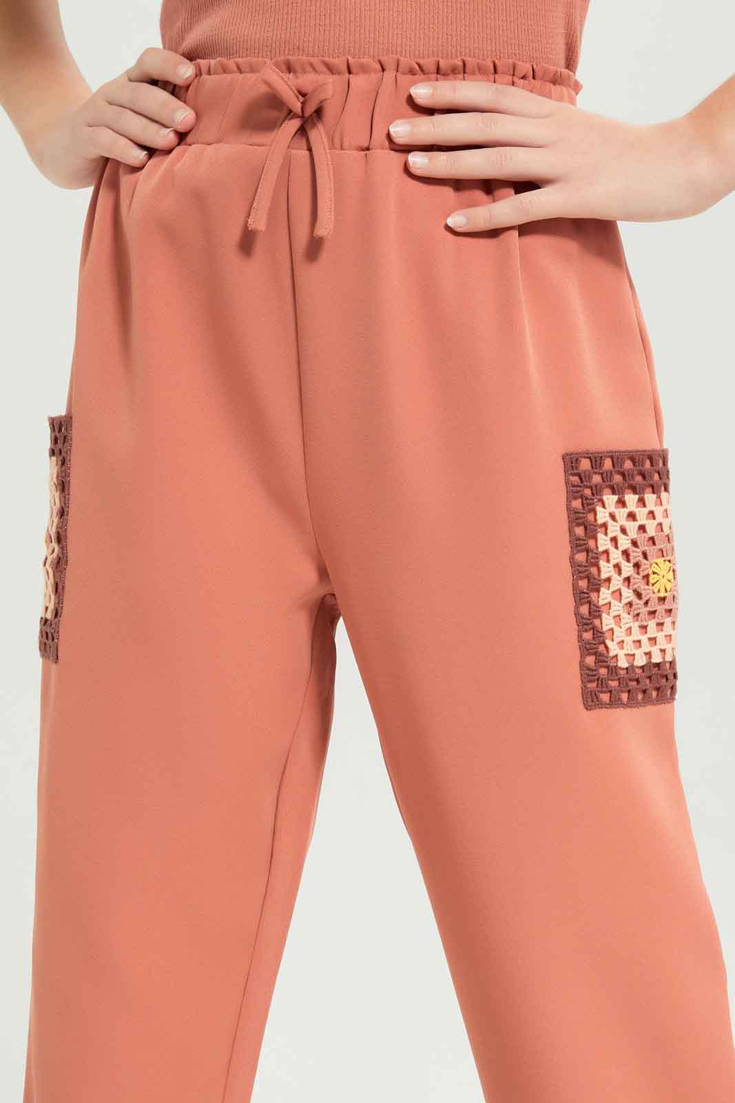 Redtag-Girls-Rust-Harem-Pants-Category:Trousers,-Colour:Orange,-Deals:New-In,-Dept:Girls,-Filter:Senior-Girls-(8-to-14-Yrs),-GSR-Trousers,-New-In-GSR-APL,-Non-Sale,-S23B,-Section:Girls-(0-to-14Yrs)-Senior-Girls-9 to 14 Years