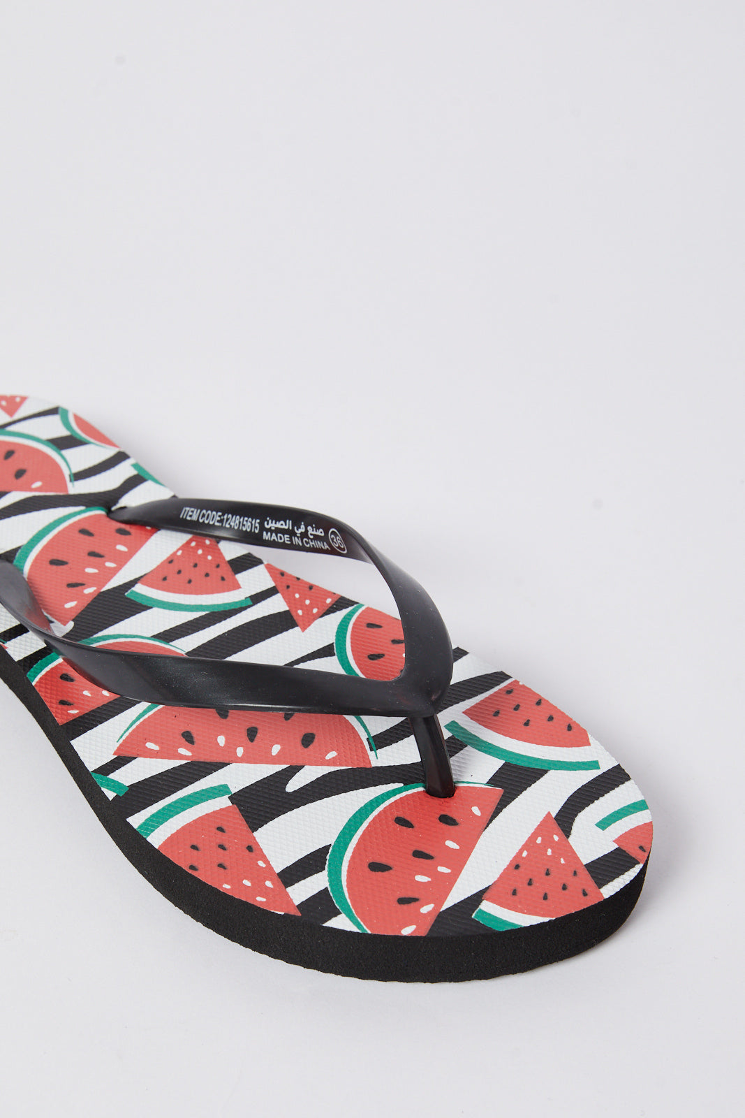 Redtag-Black-Watermelon-Print-Flip-Flop-Category:Shoes,-Colour:Black,-Deals:New-In,-Filter:Women's-Footwear,-N/A,-New-In-Women-FOO,-Non-Sale,-S23B,-Section:Women,-Women-Flip-Flops-Women's-