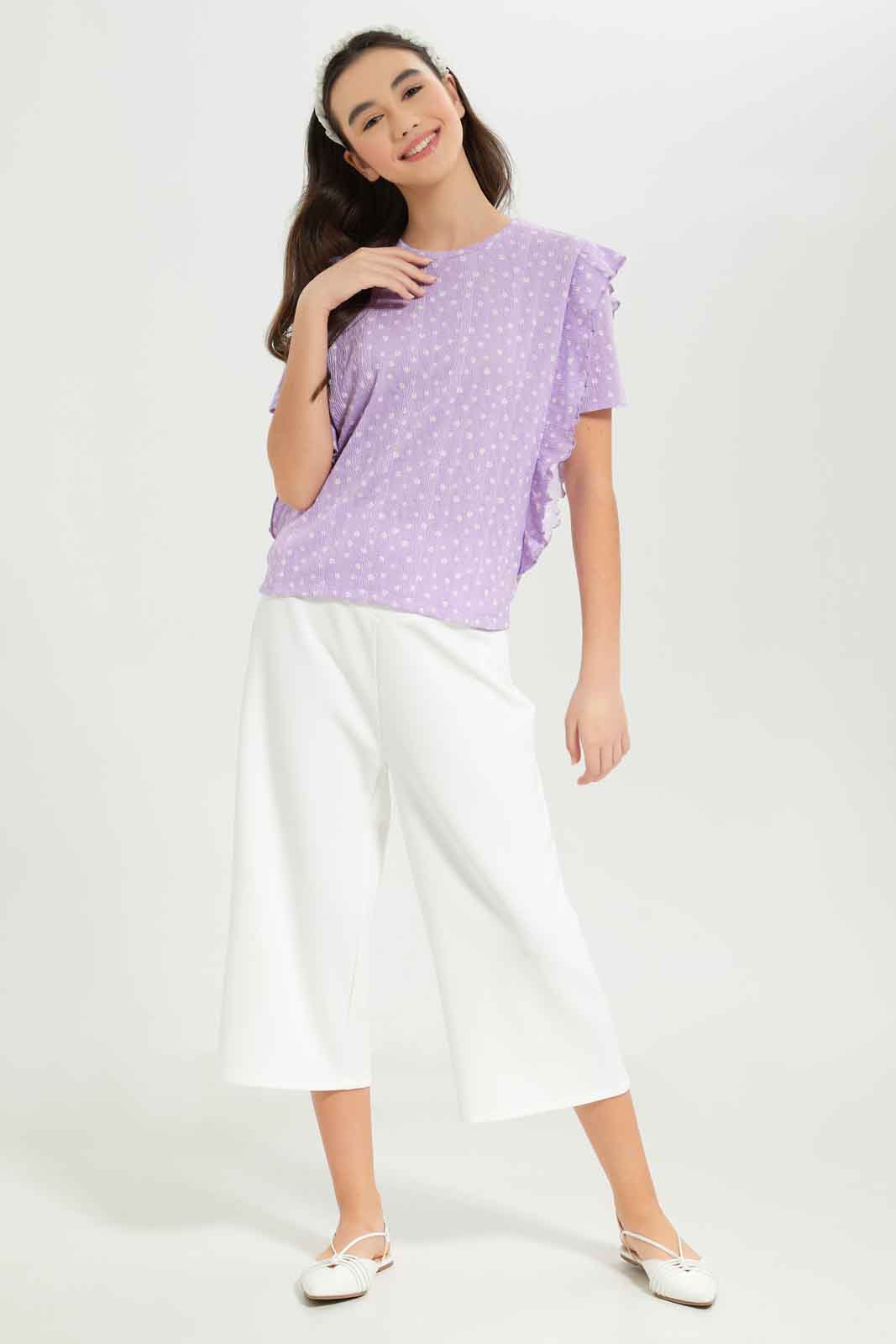 Redtag-Girls-White-Culottes-W/-Silver-Buttons-Category:Trousers,-Colour:White,-Deals:New-In,-Dept:Girls,-Filter:Senior-Girls-(8-to-14-Yrs),-GSR-Trousers,-New-In-GSR-APL,-Non-Sale,-S23B,-Section:Girls-(0-to-14Yrs)-Senior-Girls-9 to 14 Years