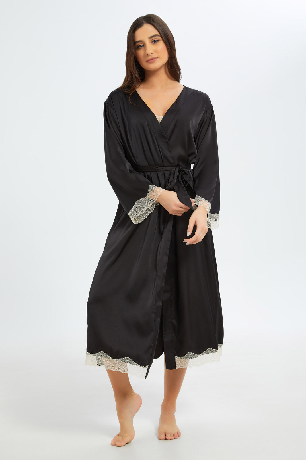 Redtag-Women-Black-Essential-Robe-Category:Chemises,-Colour:Black,-Deals:New-In,-Dept:Ladieswear,-Filter:Women's-Clothing,-New-In-Women-APL,-Non-Sale,-S23B,-Section:Women,-Women-Chemises--