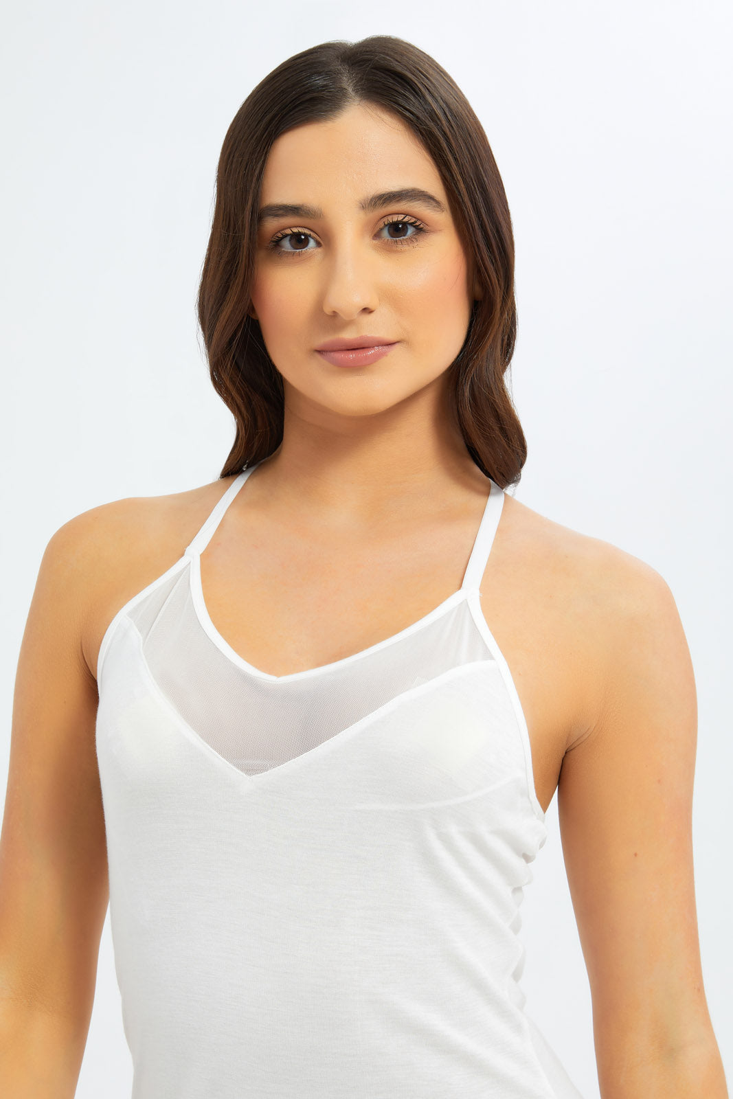 Redtag-Women-Ivory-Chemise-Mesh-Category:Chemises,-Colour:Ivory,-Deals:New-In,-Dept:Ladieswear,-Filter:Women's-Clothing,-New-In-Women-APL,-Non-Sale,-S23B,-Section:Women,-Women-Chemises--