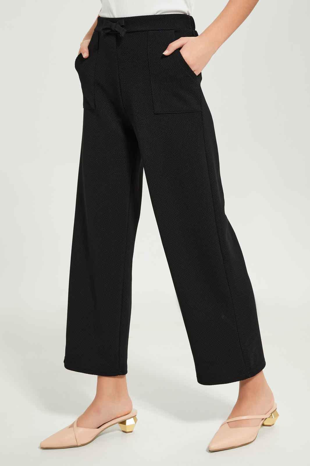 Redtag-Girls-Black-Jacquard-Culottes-Category:Trousers,-Colour:Black,-Deals:New-In,-Dept:Girls,-Filter:Senior-Girls-(8-to-14-Yrs),-GSR-Trousers,-New-In-GSR-APL,-Non-Sale,-S23B,-Section:Girls-(0-to-14Yrs)-Senior-Girls-9 to 14 Years
