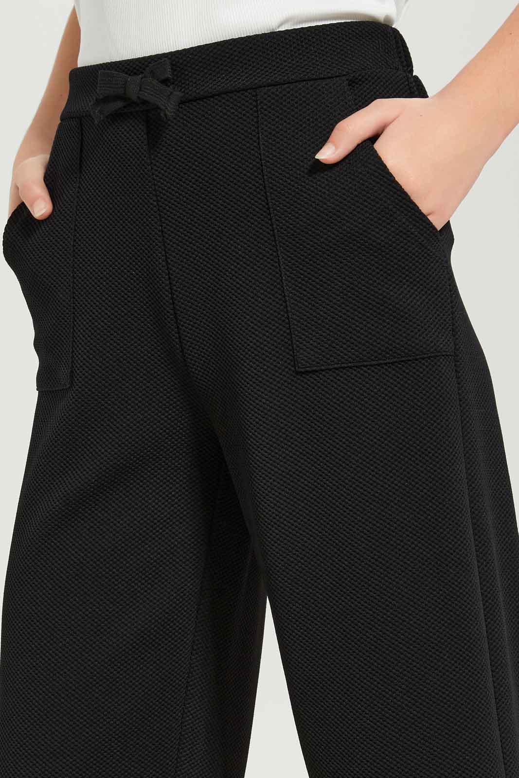 Redtag-Girls-Black-Jacquard-Culottes-Category:Trousers,-Colour:Black,-Deals:New-In,-Dept:Girls,-Filter:Senior-Girls-(8-to-14-Yrs),-GSR-Trousers,-New-In-GSR-APL,-Non-Sale,-S23B,-Section:Girls-(0-to-14Yrs)-Senior-Girls-9 to 14 Years