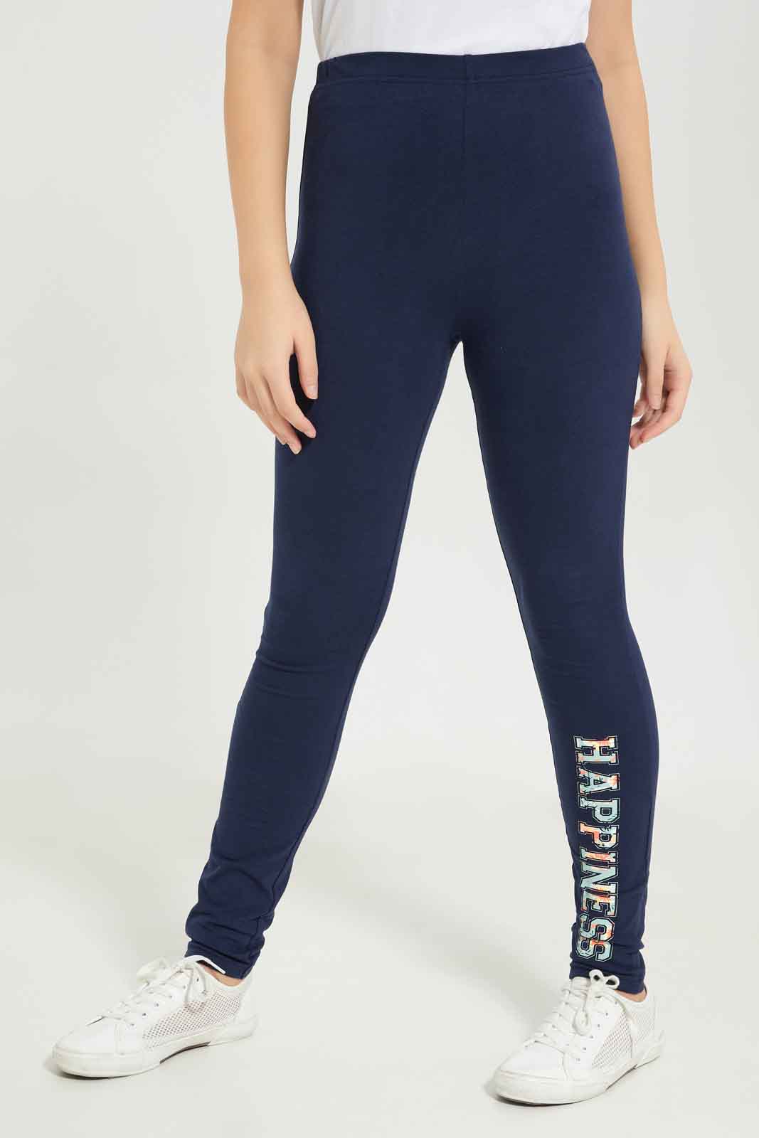 Redtag-Girls-Navy-Placement-Print-Legging-Category:Leggings,-Colour:Navy,-Deals:New-In,-Dept:Girls,-Filter:Senior-Girls-(8-to-14-Yrs),-GSR-Leggings,-New-In-GSR-APL,-Non-Sale,-S23B,-Section:Girls-(0-to-14Yrs),-TBL-Senior-Girls-9 to 14 Years