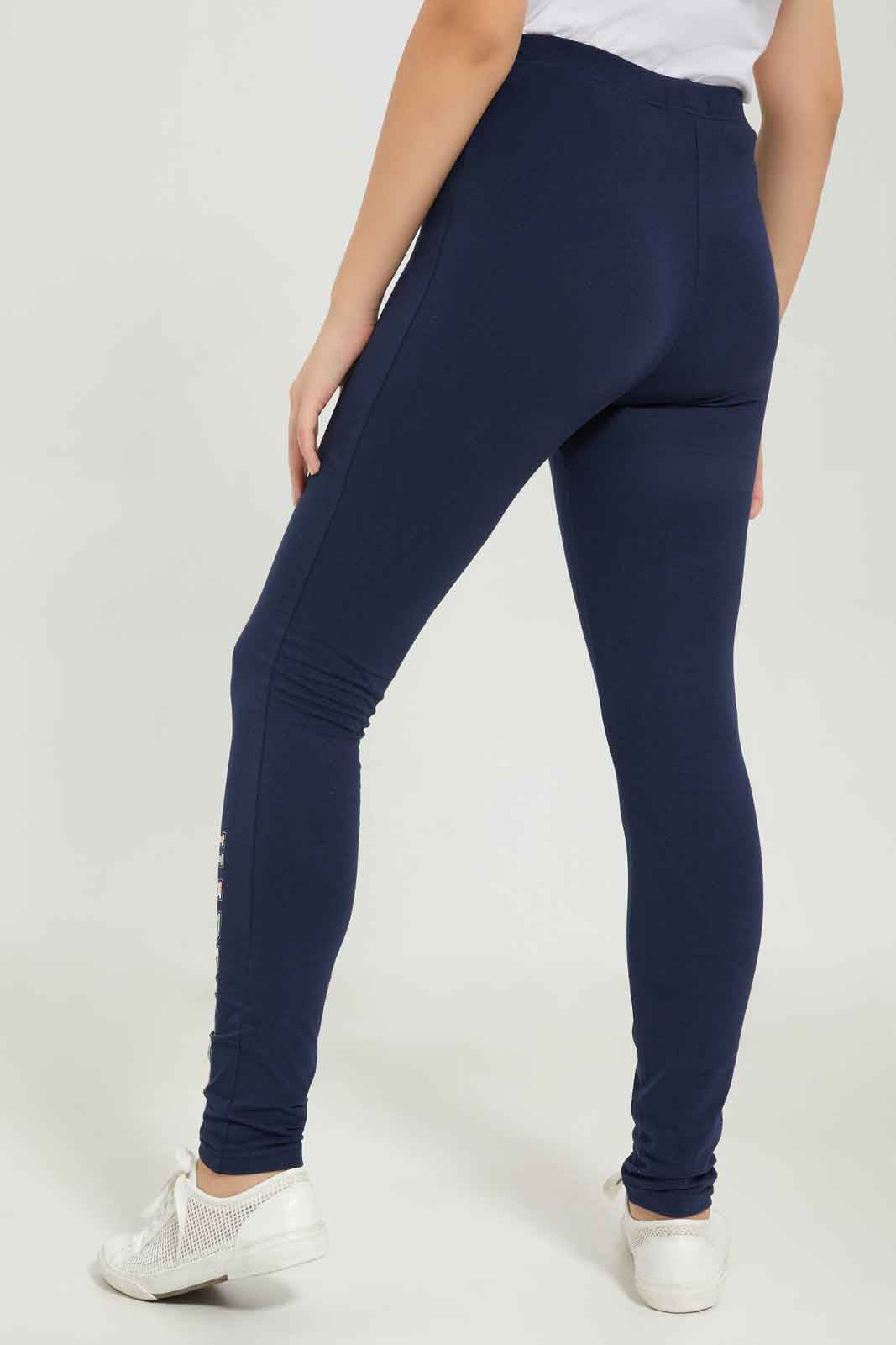 Redtag-Girls-Navy-Placement-Print-Legging-Category:Leggings,-Colour:Navy,-Deals:New-In,-Dept:Girls,-Filter:Senior-Girls-(8-to-14-Yrs),-GSR-Leggings,-New-In-GSR-APL,-Non-Sale,-S23B,-Section:Girls-(0-to-14Yrs),-TBL-Senior-Girls-9 to 14 Years