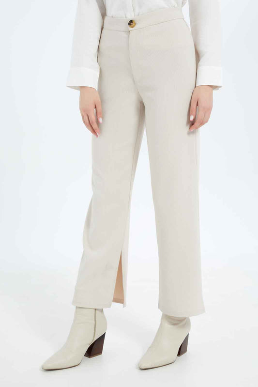 Redtag-Women-Beige-Ribbed-Trouser-Category:Trousers,-Colour:Beige,-Deals:New-In,-Dept:Ladieswear,-Filter:Women's-Clothing,-LMC,-New-In-Women-APL,-Non-Sale,-S23B,-Section:Women,-Women-Trousers--