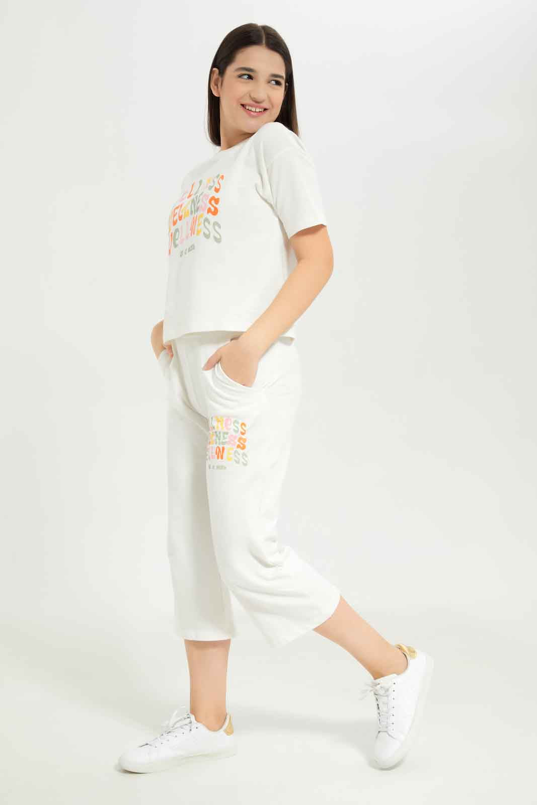 Redtag-Girls-White-Cullottes-Category:Joggers,-Colour:White,-Deals:New-In,-Dept:Girls,-Filter:Senior-Girls-(8-to-14-Yrs),-GSR-Joggers,-New-In-GSR-APL,-Non-Sale,-S23B,-Section:Girls-(0-to-14Yrs)-Senior-Girls-9 to 14 Years