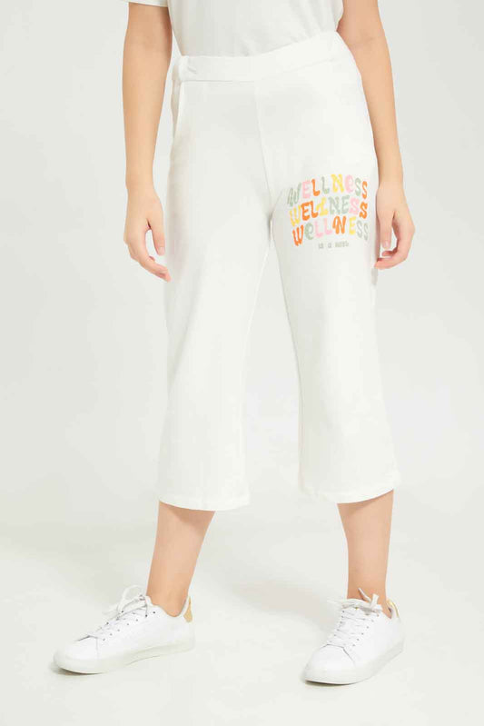 Redtag-Girls-White-Cullottes-Category:Joggers,-Colour:White,-Deals:New-In,-Dept:Girls,-Filter:Senior-Girls-(8-to-14-Yrs),-GSR-Joggers,-New-In-GSR-APL,-Non-Sale,-S23B,-Section:Girls-(0-to-14Yrs)-Senior-Girls-9 to 14 Years