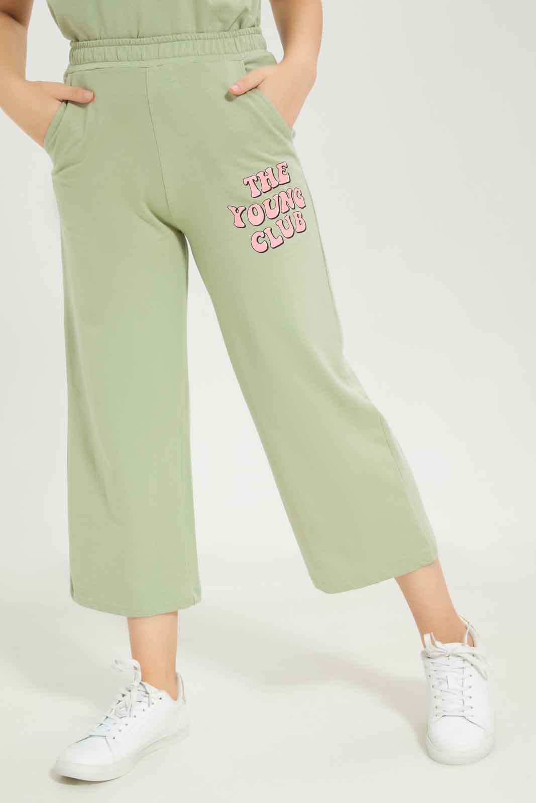 Redtag-Girls-Sage-Cullottes-Category:Joggers,-Colour:Green,-Deals:New-In,-Dept:Girls,-Filter:Senior-Girls-(8-to-14-Yrs),-GSR-Joggers,-New-In-GSR-APL,-Non-Sale,-S23B,-Section:Girls-(0-to-14Yrs)-Senior-Girls-9 to 14 Years