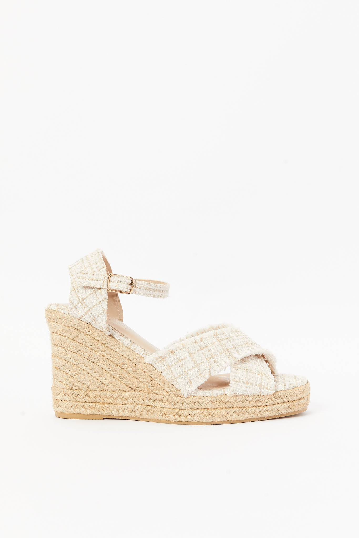 Redtag-Ivory-Tweed-Espadrille-Category:Shoes,-Colour:Ivory,-Deals:New-In,-Filter:Women's-Footwear,-LEC-Sandals,-N/A,-New-In-Women-FOO,-Non-Sale,-S23B,-Section:Women-Women's-