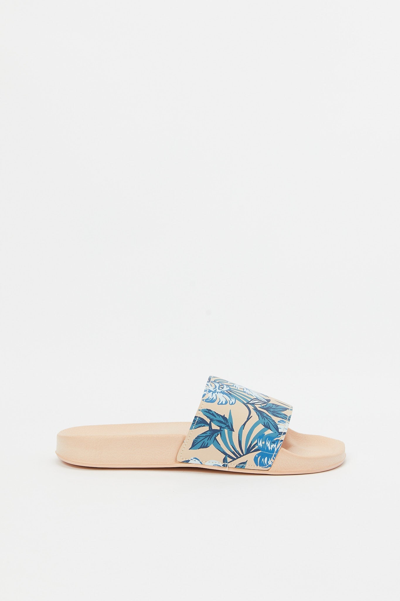 Redtag-Ivory-And-Blue-Floral-Print-Slide-Category:Shoes,-Colour:Ivory,-Deals:New-In,-Filter:Women's-Footwear,-H1:FOO,-H2:LAD,-H3:SAF,-H4:FLF,-N/A,-New-In-Women-FOO,-Non-Sale,-S23B,-Season:S23B,-Section:Women,-Women-Flip-Flops-Women's-