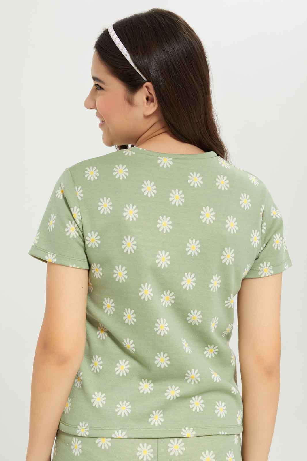 Redtag-Girls-Sage-Floral-Jacquard-Top-Category:T-Shirts,-Colour:Green,-Deals:New-In,-Dept:Girls,-Filter:Senior-Girls-(8-to-14-Yrs),-GSR-T-Shirts,-New-In-GSR-APL,-Non-Sale,-S23B,-Section:Girls-(0-to-14Yrs),-TBL-Senior-Girls-9 to 14 Years