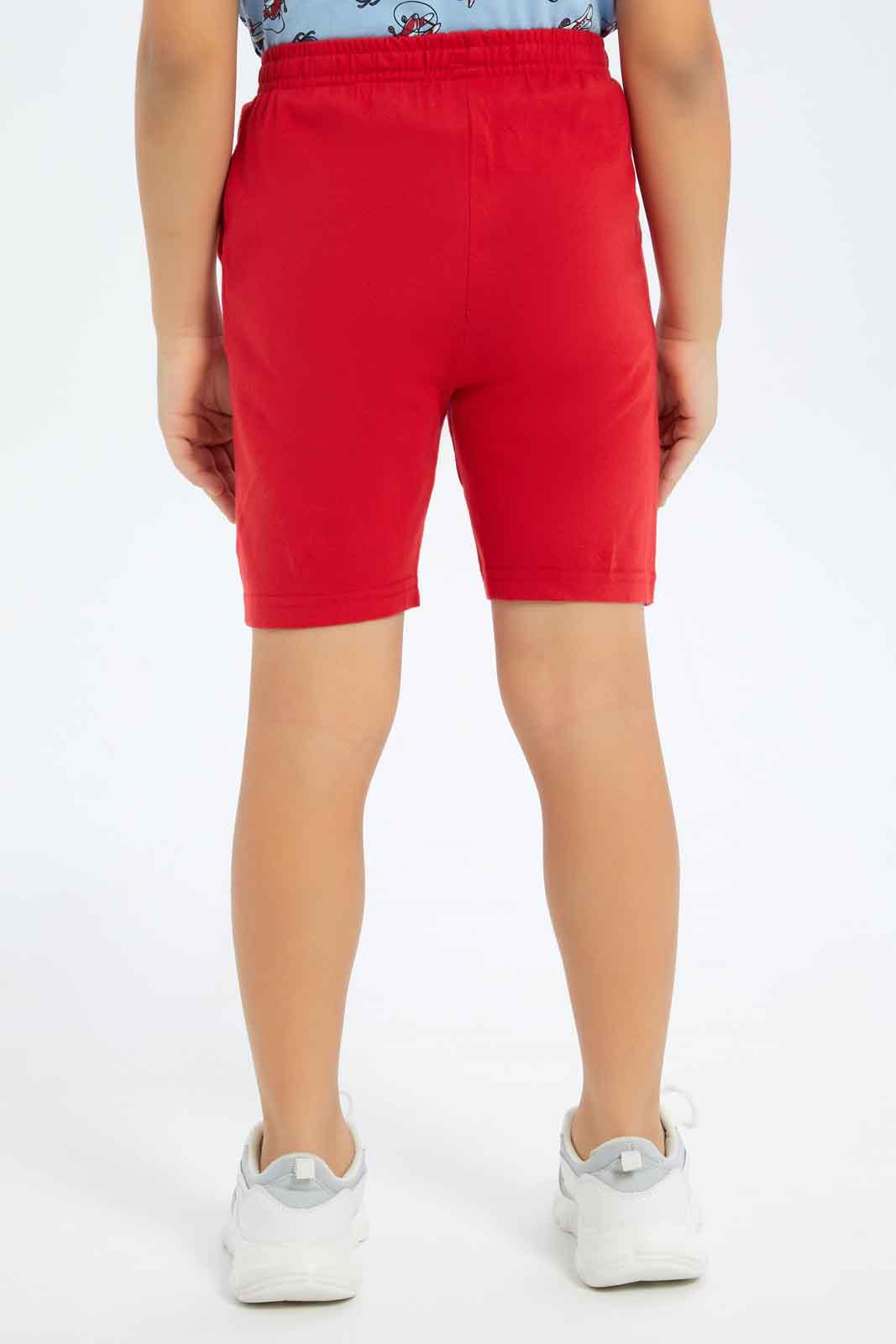 Redtag-Boys-Grey-Mellange-/-Red-2-Pack-Elasticated-Wasit-Shorts-BOY-Shorts,-Category:Shorts,-Colour:Grey,-Deals:New-In,-Dept:Boys,-Filter:Boys-(2-to-8-Yrs),-New-In-BOY-APL,-Non-Sale,-S23B,-Section:Boys-(0-to-14Yrs),-VLM-Boys-2 to 8 Years