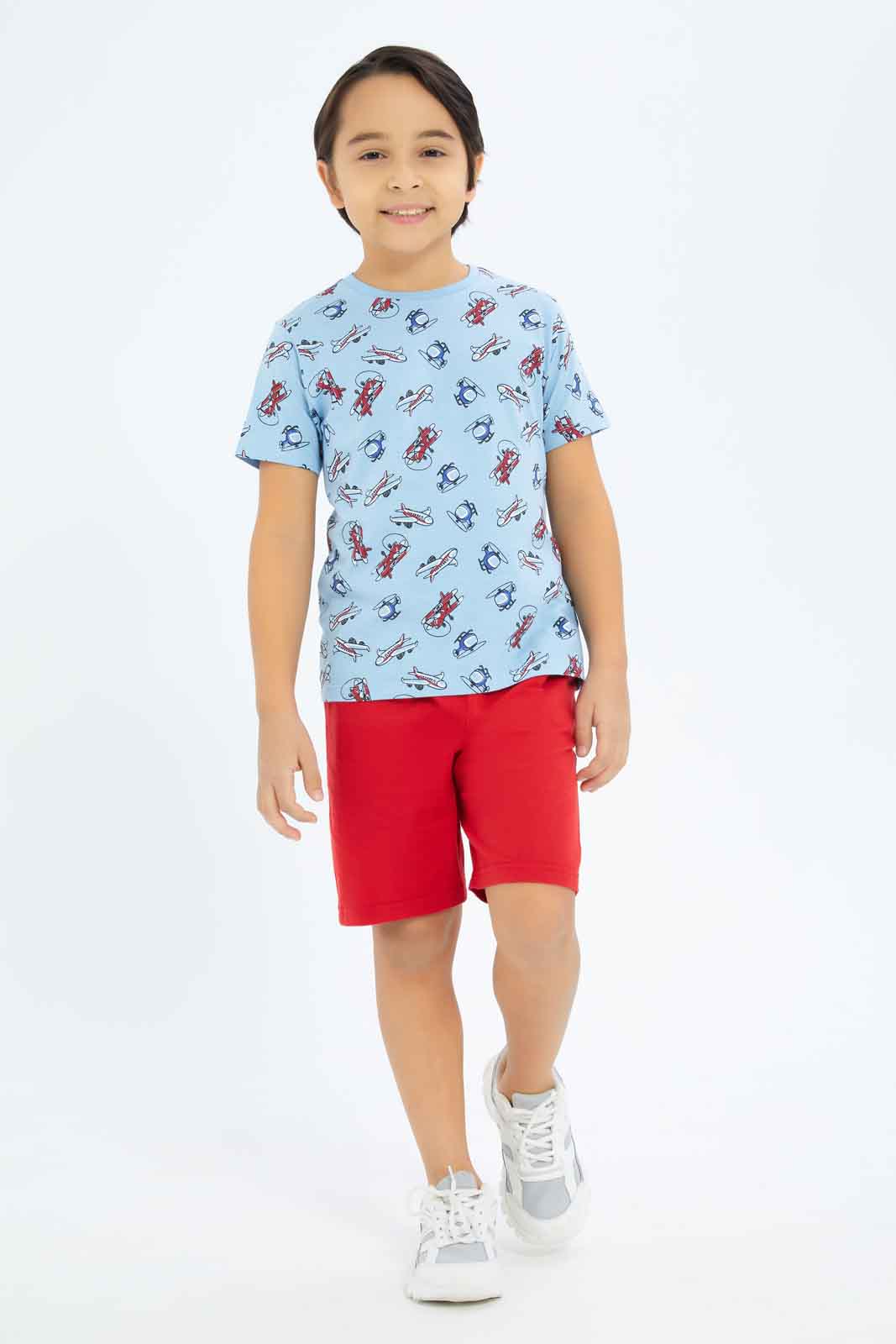 Redtag-Boys-Grey-Mellange-/-Red-2-Pack-Elasticated-Wasit-Shorts-BOY-Shorts,-Category:Shorts,-Colour:Grey,-Deals:New-In,-Dept:Boys,-Filter:Boys-(2-to-8-Yrs),-New-In-BOY-APL,-Non-Sale,-S23B,-Section:Boys-(0-to-14Yrs),-VLM-Boys-2 to 8 Years