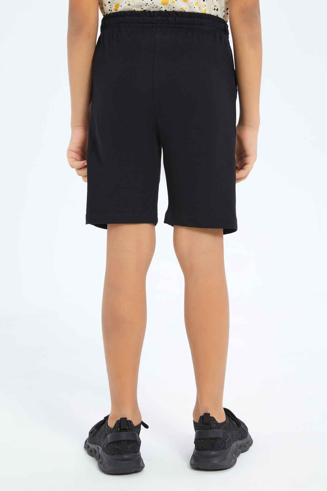 Redtag-Boys-Black-/-Stone-2-Pack-Elasticated-Wasit-Shorts-BOY-Shorts,-Category:Shorts,-Colour:Black,-Deals:New-In,-Dept:Boys,-Filter:Boys-(2-to-8-Yrs),-New-In-BOY-APL,-Non-Sale,-S23B,-Section:Boys-(0-to-14Yrs),-VLM-Boys-2 to 8 Years