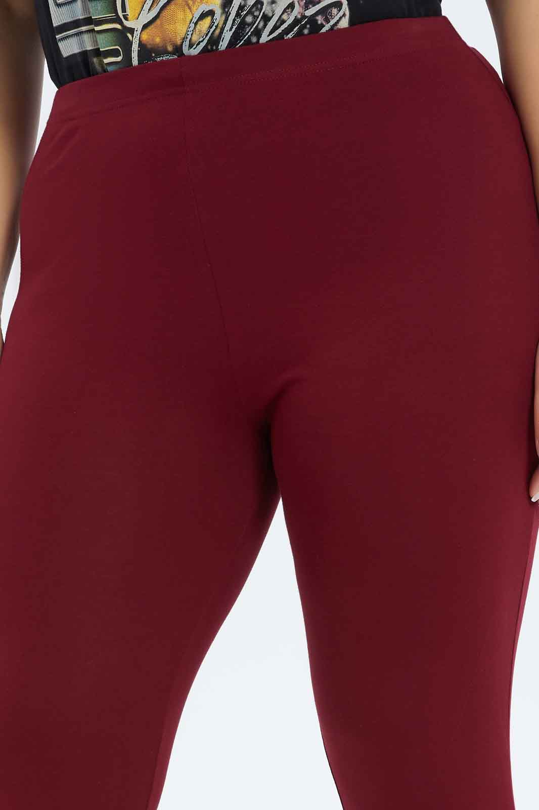 Redtag-Women-Burgandy-Basic-Legging-Category:Leggings,-Colour:Burgundy,-Deals:New-In,-Dept:Ladieswear,-Filter:Plus-Size,-LDP-Leggings,-New-In-LDP-APL,-Non-Sale,-S23B,-Section:Women,-TBL-Women's-