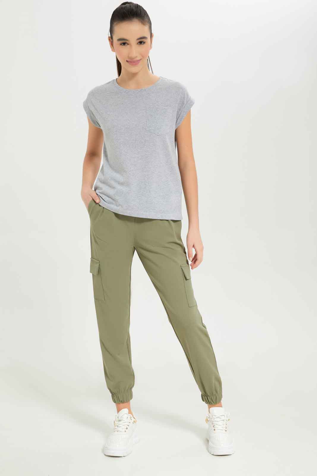 Redtag-Girls-Grey-Melange-S/S-Solid-T-Shirt-W/-Pocket-Category:T-Shirts,-Colour:Grey,-Deals:New-In,-Dept:Girls,-Filter:Senior-Girls-(8-to-14-Yrs),-GSR-T-Shirts,-New-In-GSR-APL,-Non-Sale,-S23B,-Section:Girls-(0-to-14Yrs),-TBL-Senior-Girls-9 to 14 Years