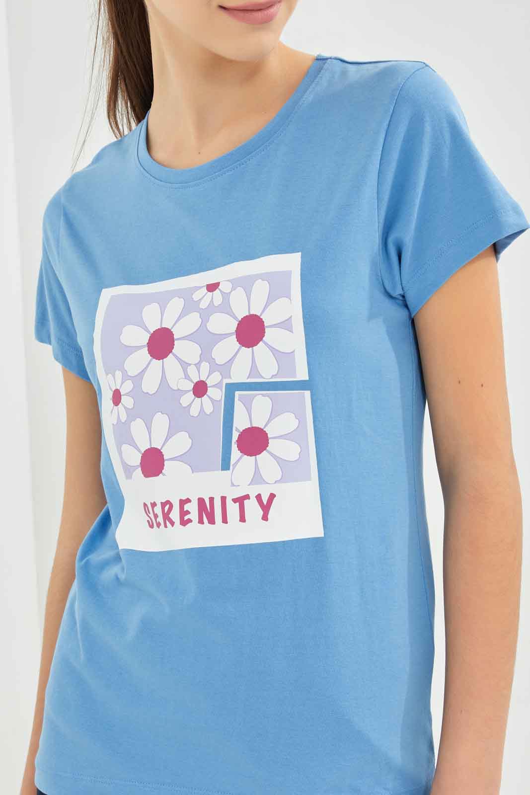 Redtag-Girls-Blue-S/S-Graphic-T-Shirt-Category:T-Shirts,-Colour:Blue,-Deals:New-In,-Dept:Girls,-Filter:Senior-Girls-(8-to-14-Yrs),-GSR-T-Shirts,-New-In-GSR-APL,-Non-Sale,-S23B,-Section:Girls-(0-to-14Yrs),-TBL-Senior-Girls-9 to 14 Years