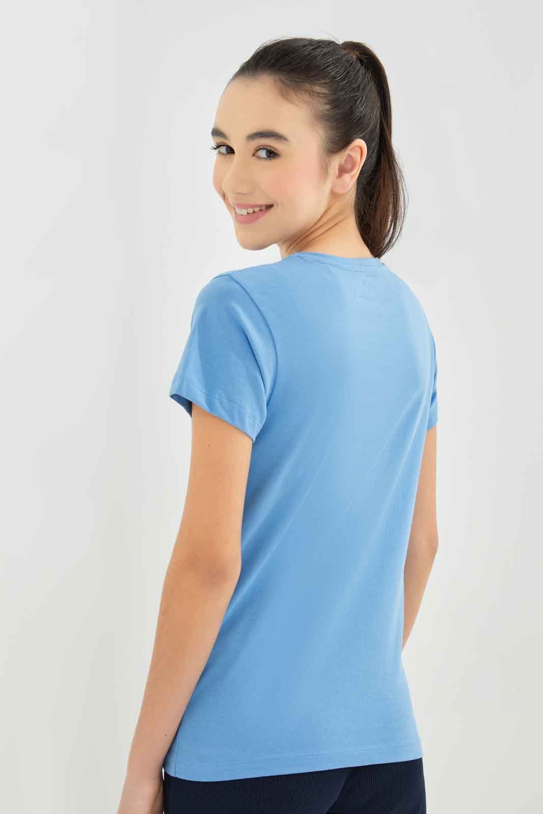 Redtag-Girls-Blue-S/S-Graphic-T-Shirt-Category:T-Shirts,-Colour:Blue,-Deals:New-In,-Dept:Girls,-Filter:Senior-Girls-(8-to-14-Yrs),-GSR-T-Shirts,-New-In-GSR-APL,-Non-Sale,-S23B,-Section:Girls-(0-to-14Yrs),-TBL-Senior-Girls-9 to 14 Years