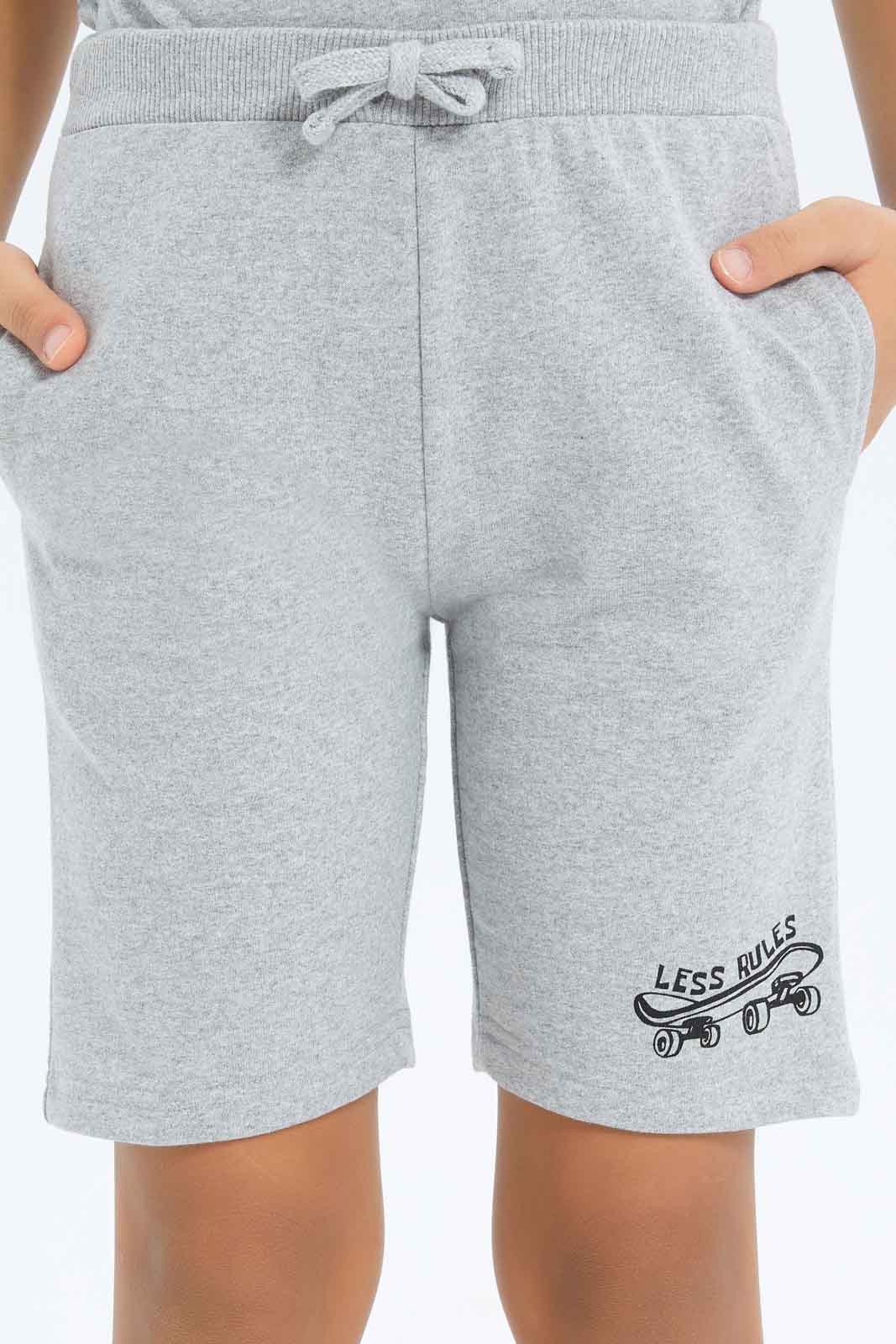 Redtag-Boys-Grey-Elasticated-Waist-Shorts-BOY-Shorts,-Category:Shorts,-Colour:Grey,-Deals:New-In,-Dept:Boys,-Filter:Boys-(2-to-8-Yrs),-New-In-BOY-APL,-Non-Sale,-S23B,-Section:Boys-(0-to-14Yrs)-Boys-2 to 8 Years