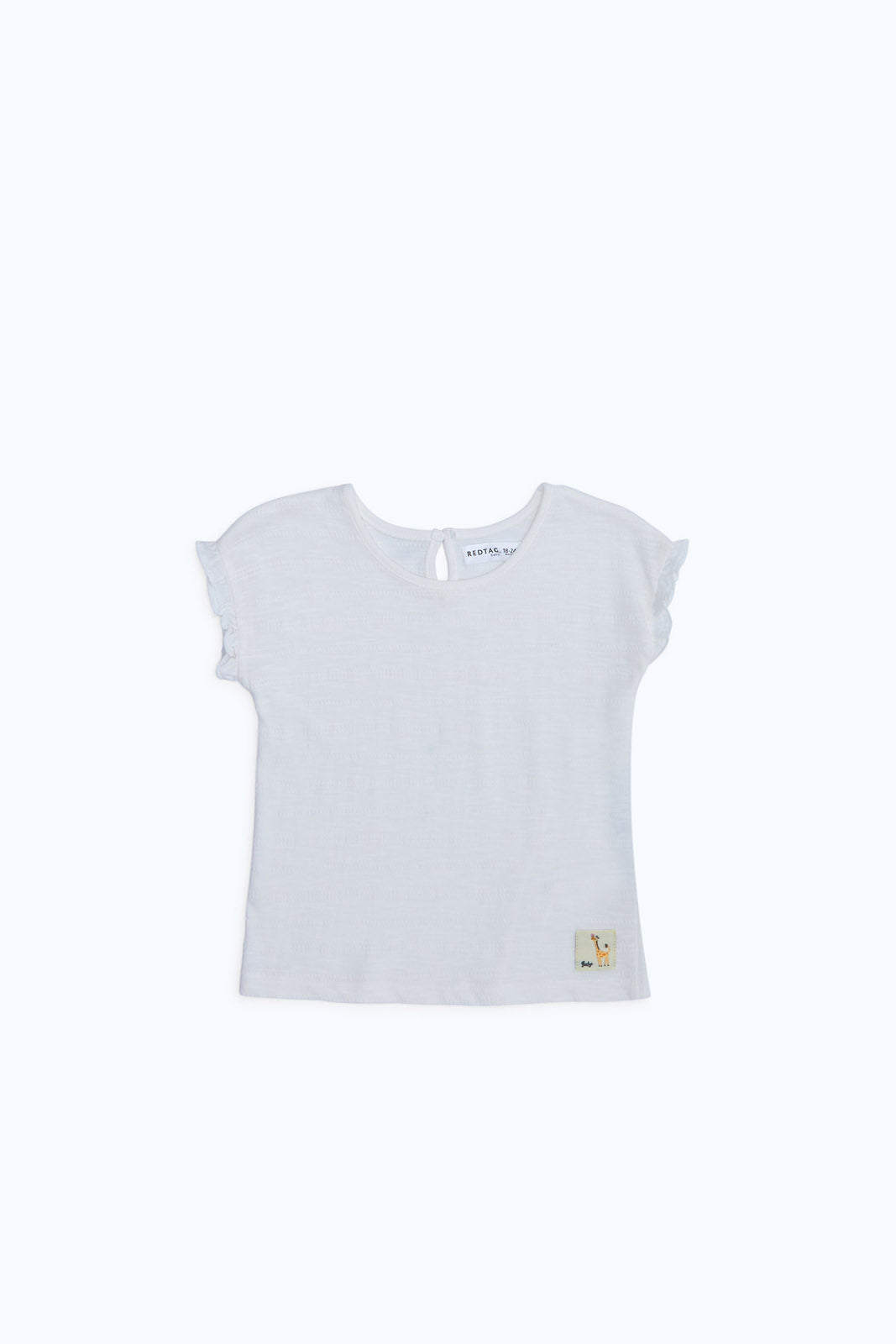 Redtag-Girls-White-Textured-T-Shirt-Category:T-Shirts,-Colour:White,-Deals:New-In,-Dept:Girls,-Filter:Infant-Girls-(3-to-24-Mths),-ING-T-Shirts,-New-In-ING-APL,-Non-Sale,-S23B,-Section:Girls-(0-to-14Yrs)-Infant-Girls-3 to 24 Months