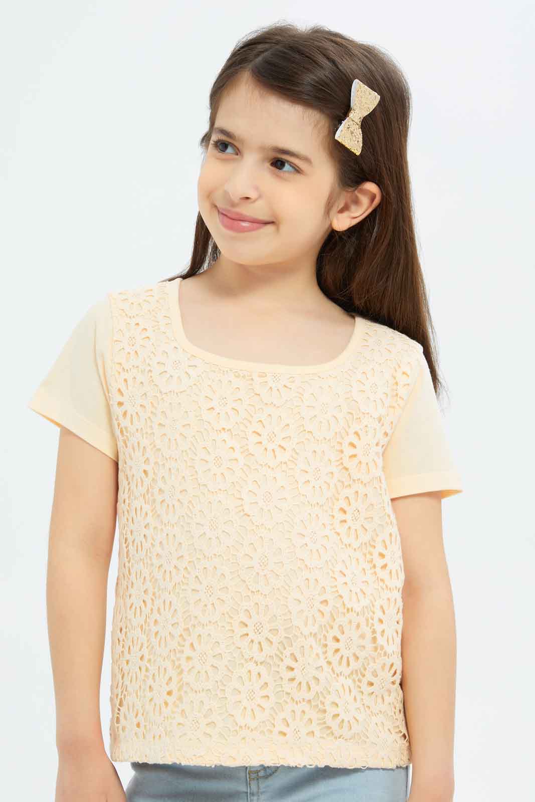 Redtag-Girls-Crotched-Blouse---Cream-Category:Blouses,-Colour:Cream,-Deals:New-In,-Dept:Girls,-Filter:Girls-(2-to-8-Yrs),-GIR-Blouses,-New-In-GIR-APL,-Non-Sale,-S23B,-Section:Girls-(0-to-14Yrs)--