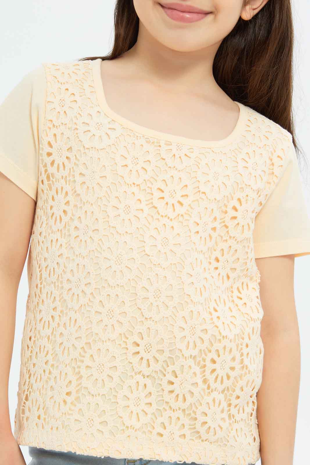 Redtag-Girls-Crotched-Blouse---Cream-Category:Blouses,-Colour:Cream,-Deals:New-In,-Dept:Girls,-Filter:Girls-(2-to-8-Yrs),-GIR-Blouses,-New-In-GIR-APL,-Non-Sale,-S23B,-Section:Girls-(0-to-14Yrs)--