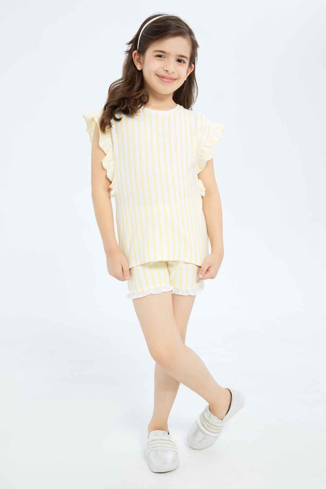 Redtag-Girls-Towelling-Stripe-Jersey-Top---Yellow-Category:Blouses,-Colour:Yellow,-Deals:New-In,-Dept:Girls,-Filter:Girls-(2-to-8-Yrs),-GIR-Blouses,-New-In-GIR-APL,-Non-Sale,-S23B,-Section:Girls-(0-to-14Yrs)-Girls-2 to 8 Years