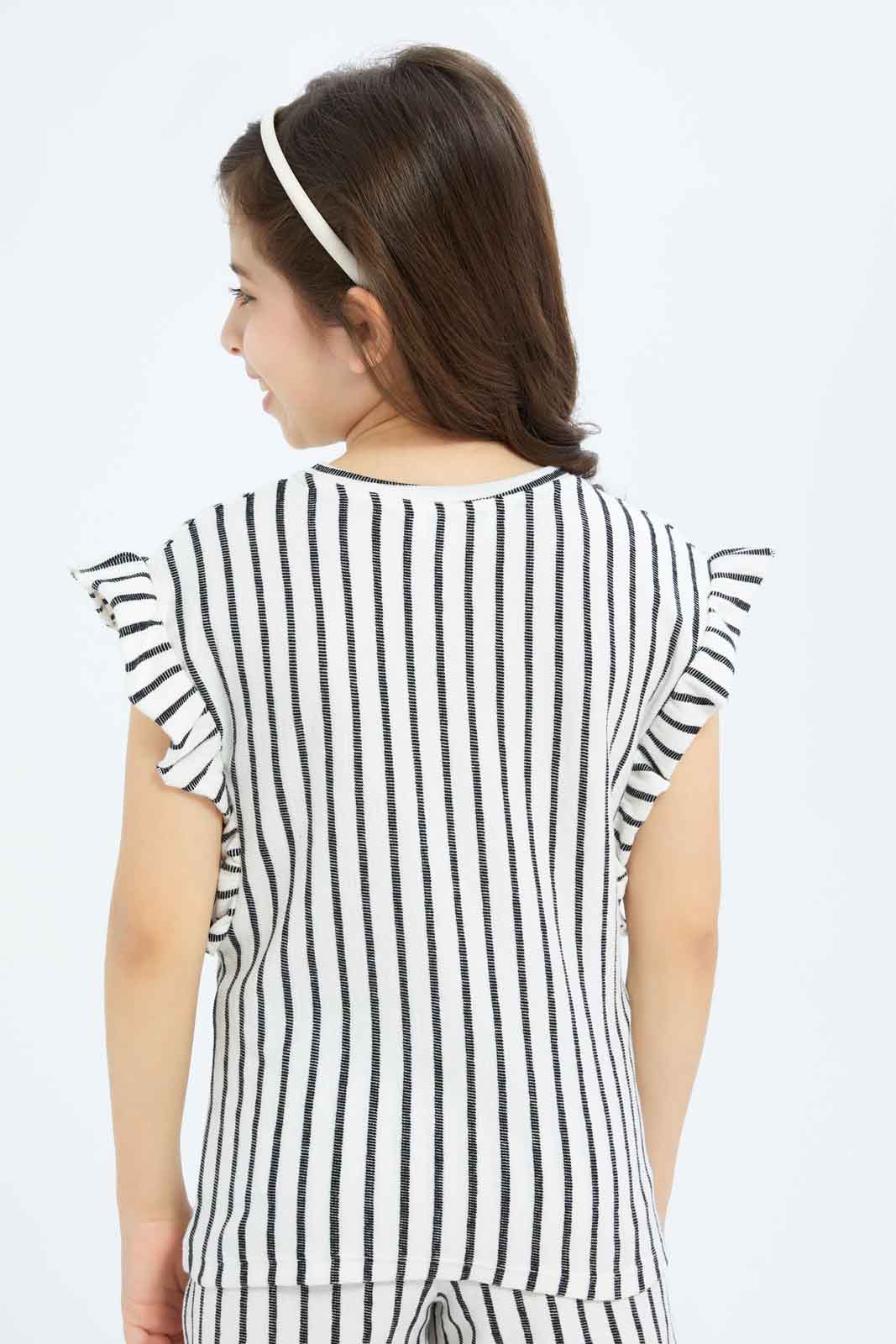 Redtag-Girls-Towelling-Stripe-Jersey-Top---Yellow-Category:Blouses,-Colour:Black,-Deals:New-In,-Dept:Girls,-Filter:Girls-(2-to-8-Yrs),-GIR-Blouses,-New-In-GIR-APL,-Non-Sale,-S23B,-Section:Girls-(0-to-14Yrs)-Girls-2 to 8 Years