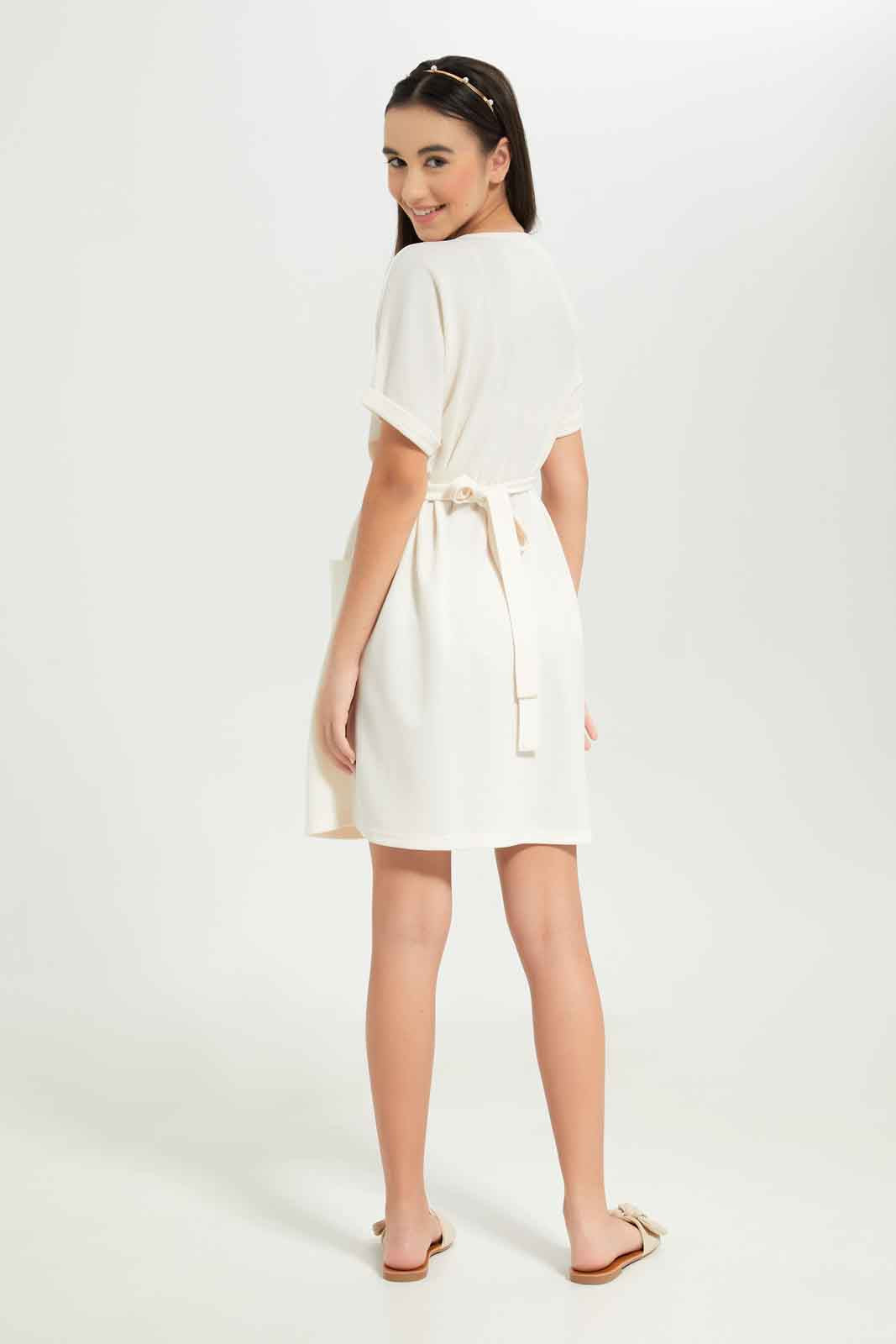 Redtag-Girls-White-Overlay-Dress-Category:Dresses,-Colour:White,-Deals:New-In,-Dept:Girls,-Filter:Senior-Girls-(8-to-14-Yrs),-GSR-Dresses,-New-In-GSR-APL,-Non-Sale,-S23B,-Section:Girls-(0-to-14Yrs)-Senior-Girls-9 to 14 Years