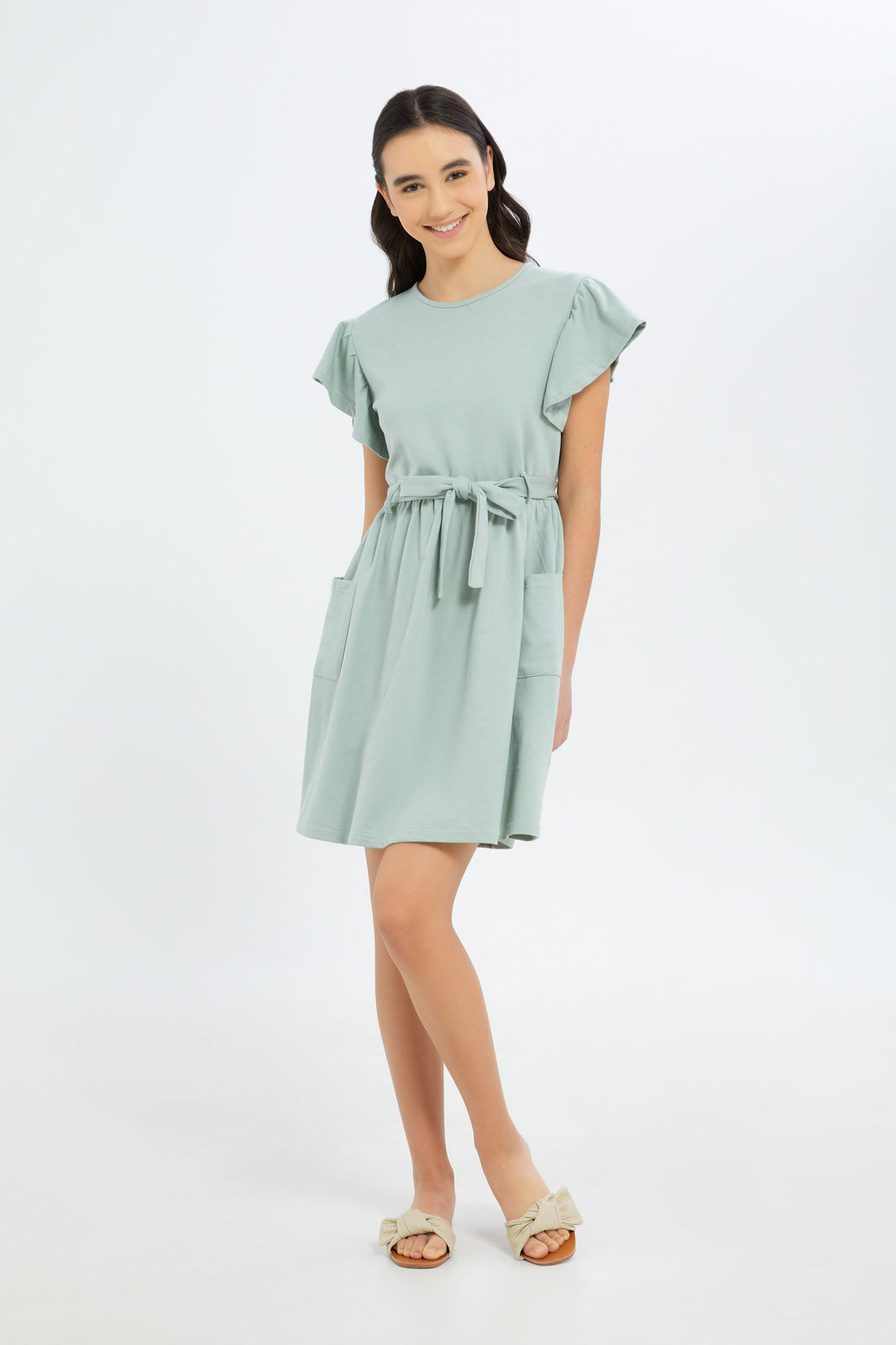 Redtag-Girls-Sage-Playsuit-Category:Dresses,-Colour:Green,-Deals:New-In,-Dept:Girls,-Filter:Senior-Girls-(8-to-14-Yrs),-GSR-Dresses,-H1:KWR,-H2:GSR,-H3:DRS,-H4:CAD,-New-In-GSR-APL,-Non-Sale,-S23B,-Season:S23B,-Section:Girls-(0-to-14Yrs)-Senior-Girls-9 to 14 Years