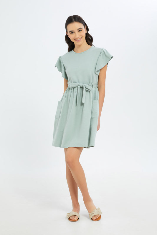 Redtag-Girls-Sage-Playsuit-Category:Dresses,-Colour:Green,-Deals:New-In,-Dept:Girls,-Filter:Senior-Girls-(8-to-14-Yrs),-GSR-Dresses,-H1:KWR,-H2:GSR,-H3:DRS,-H4:CAD,-New-In-GSR-APL,-Non-Sale,-S23B,-Season:S23B,-Section:Girls-(0-to-14Yrs)-Senior-Girls-9 to 14 Years