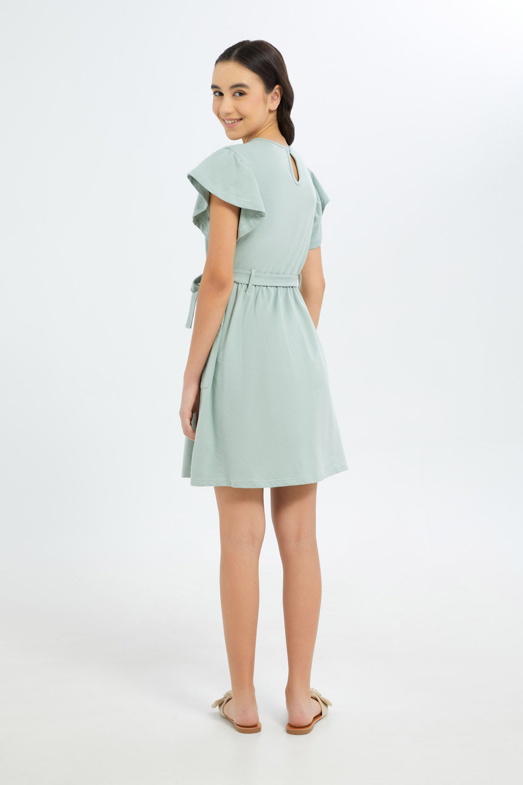 Redtag-Girls-Sage-Playsuit-Category:Dresses,-Colour:Green,-Deals:New-In,-Dept:Girls,-Filter:Senior-Girls-(8-to-14-Yrs),-GSR-Dresses,-H1:KWR,-H2:GSR,-H3:DRS,-H4:CAD,-New-In-GSR-APL,-Non-Sale,-S23B,-Season:S23B,-Section:Girls-(0-to-14Yrs)-Senior-Girls-9 to 14 Years