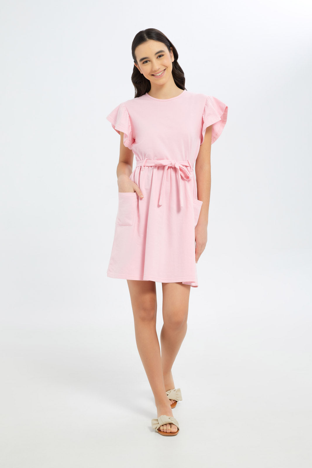 Redtag-Girls-Pink-Playsuit-Category:Dresses,-Colour:Apricot,-Deals:New-In,-Dept:Girls,-Filter:Senior-Girls-(8-to-14-Yrs),-GSR-Dresses,-H1:KWR,-H2:GSR,-H3:DRS,-H4:CAD,-New-In-GSR-APL,-Non-Sale,-S23B,-Season:S23B,-Section:Girls-(0-to-14Yrs)-Senior-Girls-9 to 14 Years