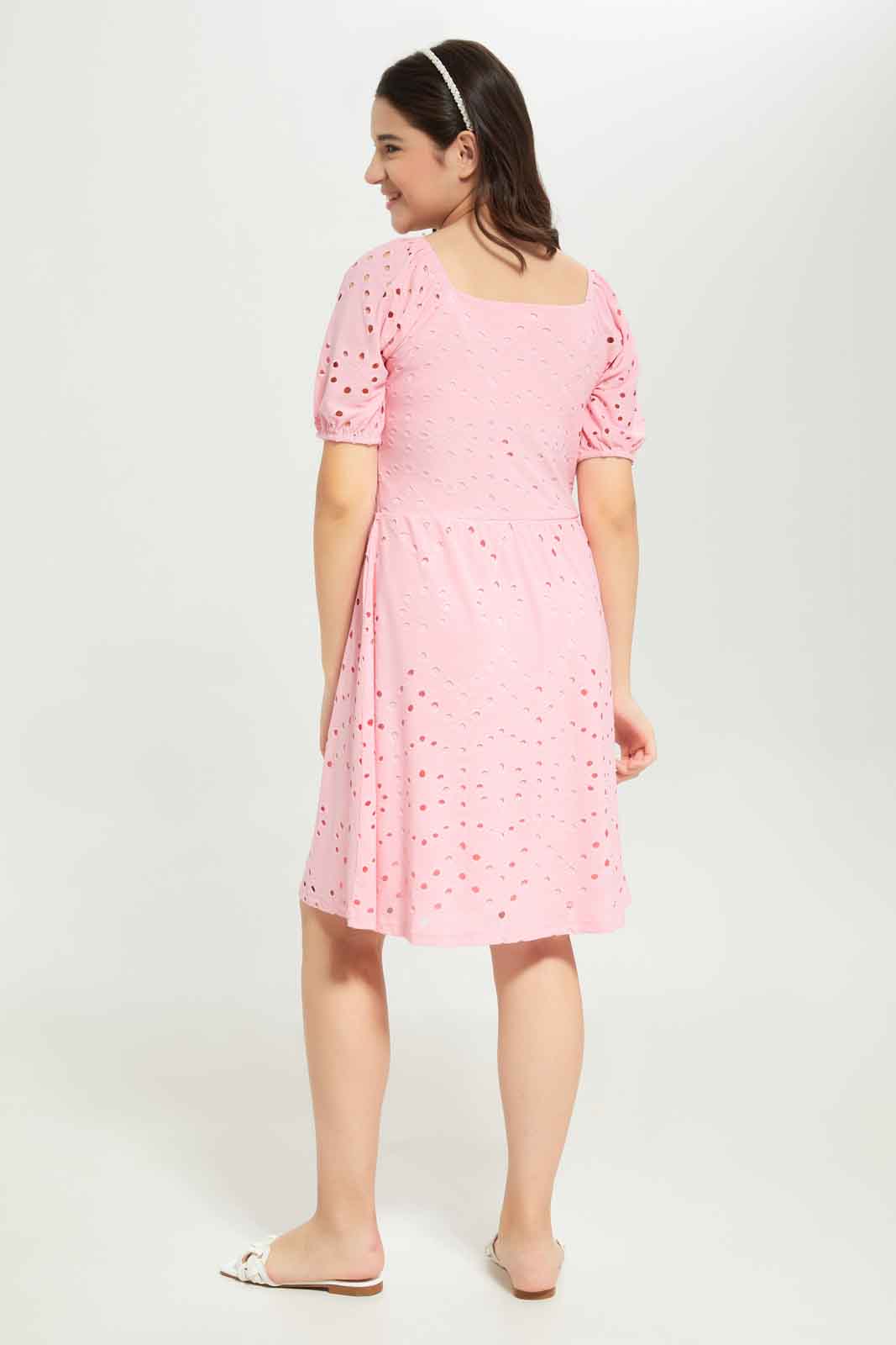 Redtag-Girls-Pink-Chiffly-Dress-Category:Dresses,-Colour:Apricot,-Deals:New-In,-Dept:Girls,-Filter:Senior-Girls-(8-to-14-Yrs),-GSR-Dresses,-New-In-GSR-APL,-Non-Sale,-S23B,-Section:Girls-(0-to-14Yrs)-Senior-Girls-9 to 14 Years