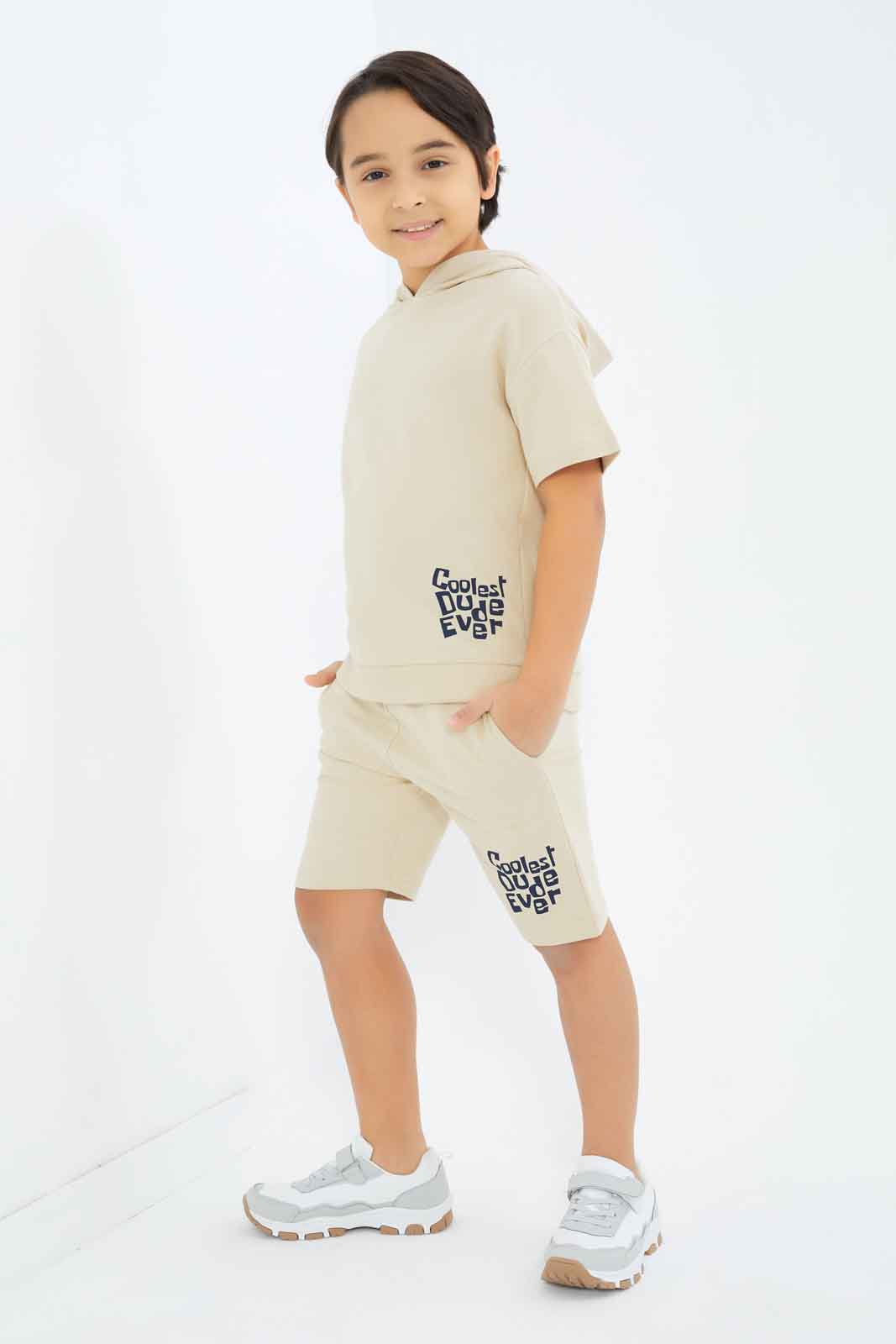 Redtag-Boys-Stone-Hooded-Over-Size-T-Shirt-BOY-T-Shirts,-Category:T-Shirts,-CHA,-Colour:Beige,-Deals:New-In,-Dept:Boys,-Filter:Boys-(2-to-8-Yrs),-New-In-BOY-APL,-Non-Sale,-S23B,-Section:Boys-(0-to-14Yrs)-Boys-2 to 8 Years