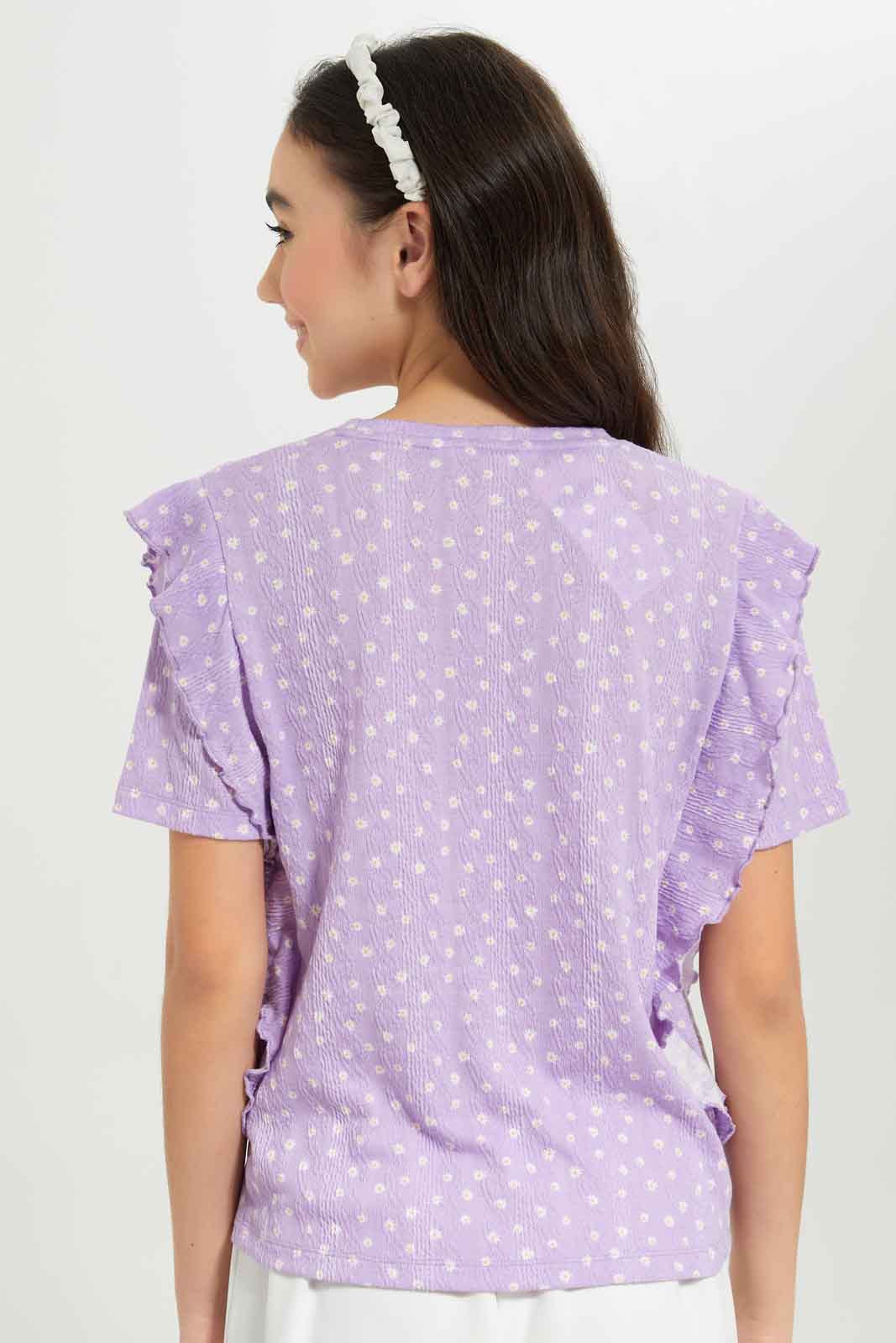 Redtag-Girls-White-Ruffled-Front-Jacquard-Top-Category:Blouses,-Colour:White,-Deals:New-In,-Dept:Girls,-Filter:Senior-Girls-(8-to-14-Yrs),-GSR-Blouses,-New-In-GSR-APL,-Non-Sale,-S23B,-Section:Girls-(0-to-14Yrs)-Senior-Girls-9 to 14 Years