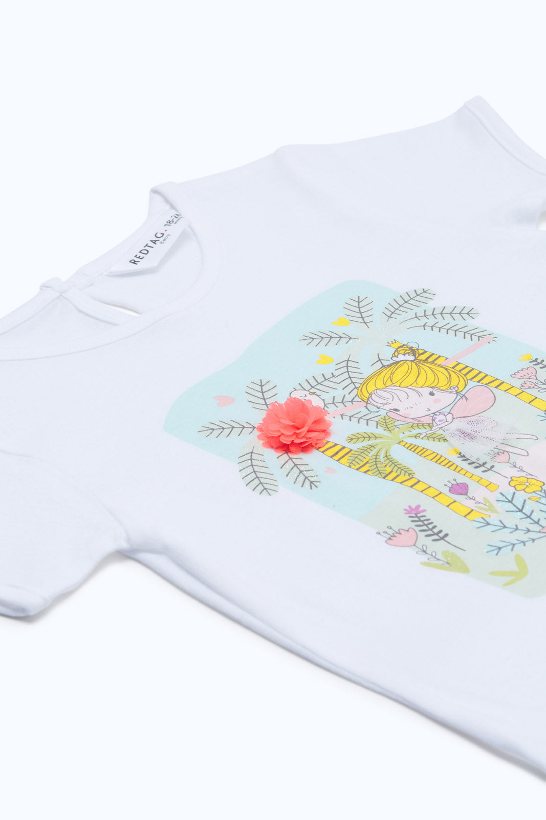 Redtag-Girls-White-Placement-Print-T-Shirt-Category:T-Shirts,-Colour:White,-Deals:New-In,-Dept:Girls,-Filter:Infant-Girls-(3-to-24-Mths),-H1:KWR,-H2:ING,-H3:TSH,-H4:CAT,-ING-T-Shirts,-New-In-ING-APL,-Non-Sale,-RMD,-S23C,-Season:S23C,-Section:Girls-(0-to-14Yrs)-Infant-Girls-3 to 24 Months