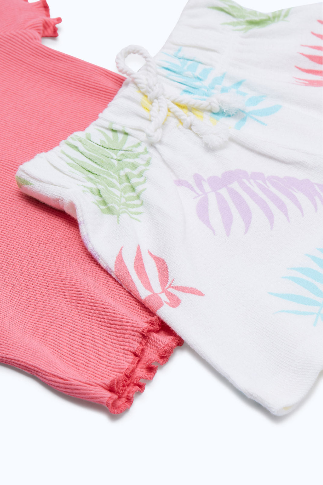 Redtag-Girls-Pink-Rib-T-Shirt-With-Shorts-Category:Sets,-Colour:Apricot,-Deals:New-In,-Dept:Girls,-Filter:Infant-Girls-(3-to-24-Mths),-H1:KWR,-H2:ING,-H3:SET,-H4:CAE,-ING-Sets,-New-In-ING-APL,-Non-Sale,-RMD,-S23C,-Season:S23C,-Section:Girls-(0-to-14Yrs)-Infant-Girls-3 to 24 Months