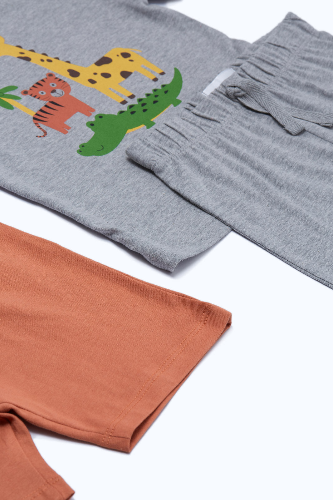 Redtag-Boys-Rest-And-Grey-Aop-4-Pack-Jersey-Pj-Set-Category:Pyjama-Sets,-Colour:Orange,-Deals:New-In,-Dept:Boys,-Filter:Infant-Boys-(3-to-24-Mths),-H1:KWR,-H2:INB,-H3:NWR,-H4:PJS,-INB-Pyjama-Sets,-New-In-INB-APL,-Non-Sale,-S23B,-Season:S23B,-Section:Boys-(0-to-14Yrs)-Infant-Boys-3 to 24 Months