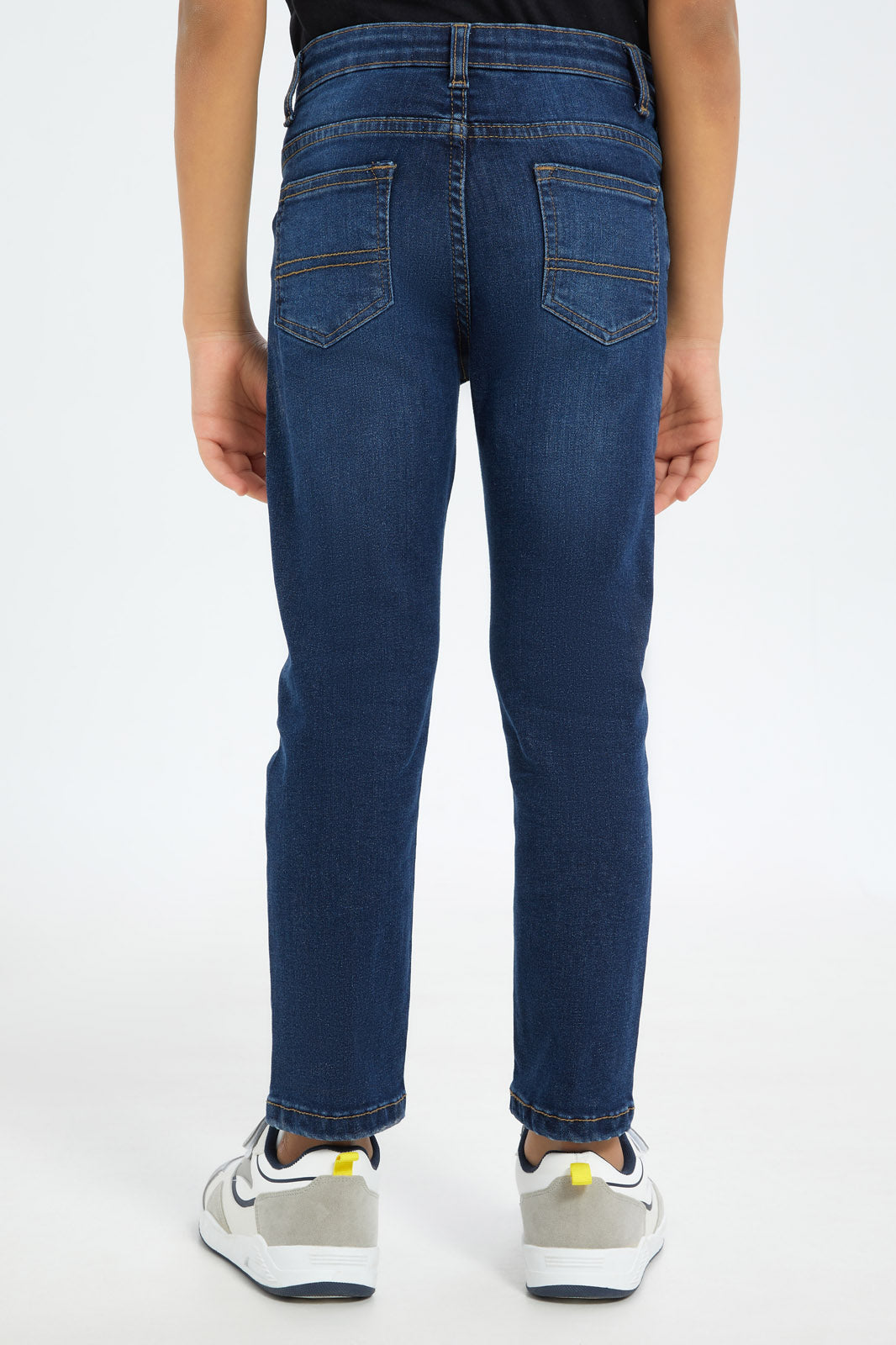 Redtag-Boys-Dak-Wash-Skinny-Rip-Repair-Jeans-BOY-Jeans,-Category:Jeans,-Colour:Dark-Wash,-Deals:New-In,-Dept:Boys,-Filter:Boys-(2-to-8-Yrs),-New-In-BOY-APL,-Non-Sale,-S23B,-Section:Boys-(0-to-14Yrs)-Boys-2 to 8 Years