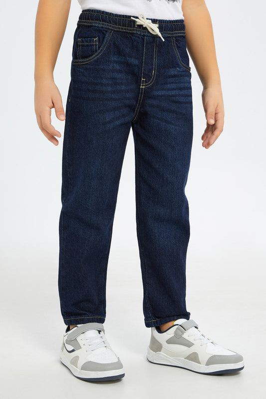 Redtag-Boys-Dark-Wash-Loose-Fit-Pull-On-5Pkt-Jeans-BOY-Jeans,-Category:Jeans,-Colour:Dark-Wash,-Deals:New-In,-Dept:Boys,-Filter:Boys-(2-to-8-Yrs),-H1:KWR,-H2:BOY,-H3:DNB,-H4:JNS,-New-In-BOY-APL,-Non-Sale,-S23B,-Season:S23B,-Section:Boys-(0-to-14Yrs)-Boys-2 to 8 Years