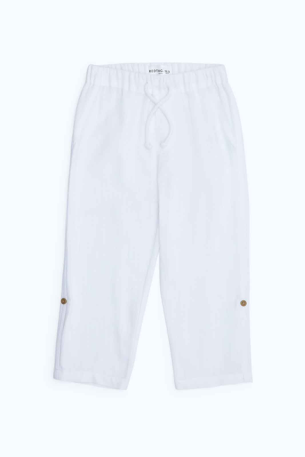 Redtag-Boys-White-Linen-Trouser-Category:Trousers,-Colour:White,-Deals:New-In,-Dept:Boys,-Filter:Infant-Boys-(3-to-24-Mths),-INB-Trousers,-New-In-INB-APL,-Non-Sale,-S23B,-Section:Boys-(0-to-14Yrs)-Infant-Boys-3 to 24 Months