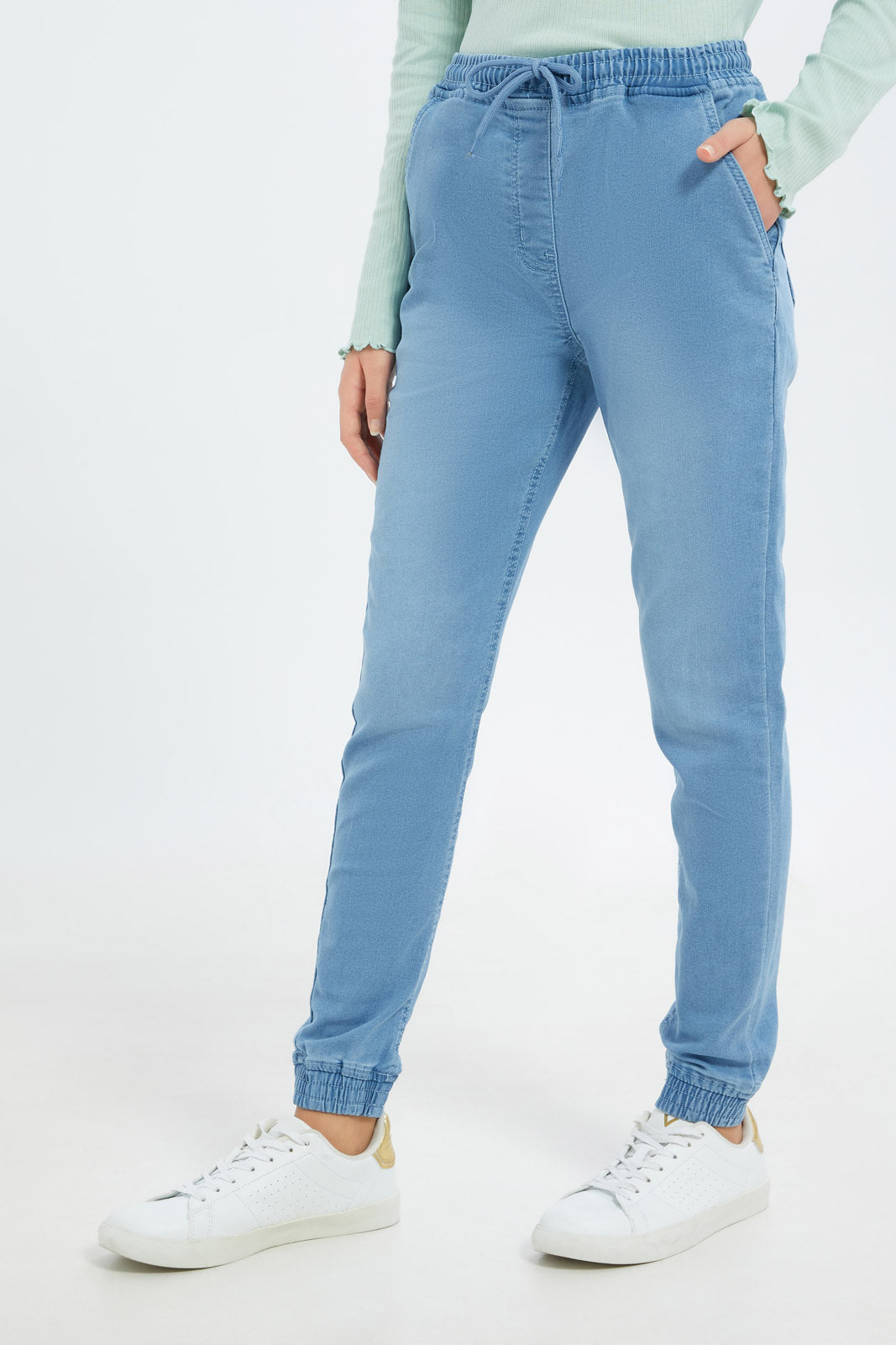 Redtag-Girls-Lt-Wash-Knitted-Jogger-Category:Jeggings,-Colour:Light-Wash,-Deals:New-In,-Dept:Girls,-Filter:Senior-Girls-(8-to-14-Yrs),-FIT-WALL-(FTW),-GSR-Jeggings,-H1:KWR,-H2:GSR,-H3:DNB,-H4:JEG,-New-In-GSR-APL,-Non-Sale,-S23B,-Season:S23B,-Section:Girls-(0-to-14Yrs)-Senior-Girls-9 to 14 Years