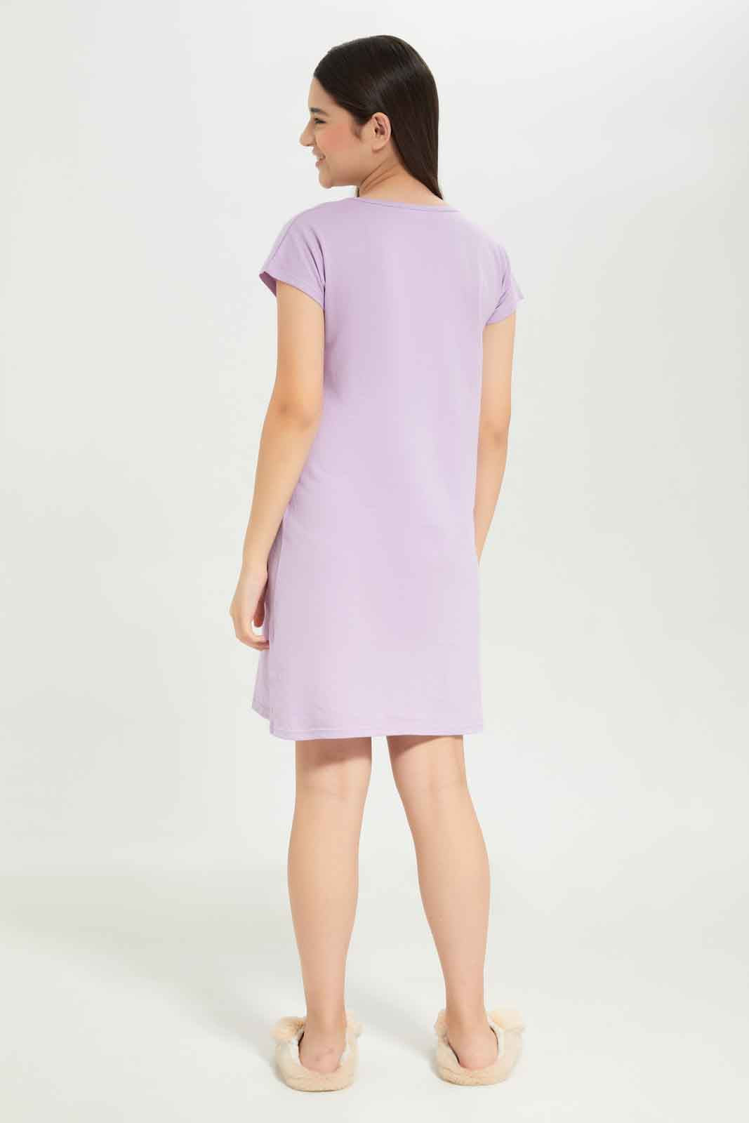 Redtag-Girls-Purple-Coffee-Print-Nightdress-Category:Nightshirts,-Colour:Purple,-Deals:New-In,-Dept:Girls,-Filter:Senior-Girls-(8-to-14-Yrs),-GSR-Nightshirts,-New-In-GSR-APL,-Non-Sale,-S23B,-Section:Girls-(0-to-14Yrs)-Senior-Girls-9 to 14 Years